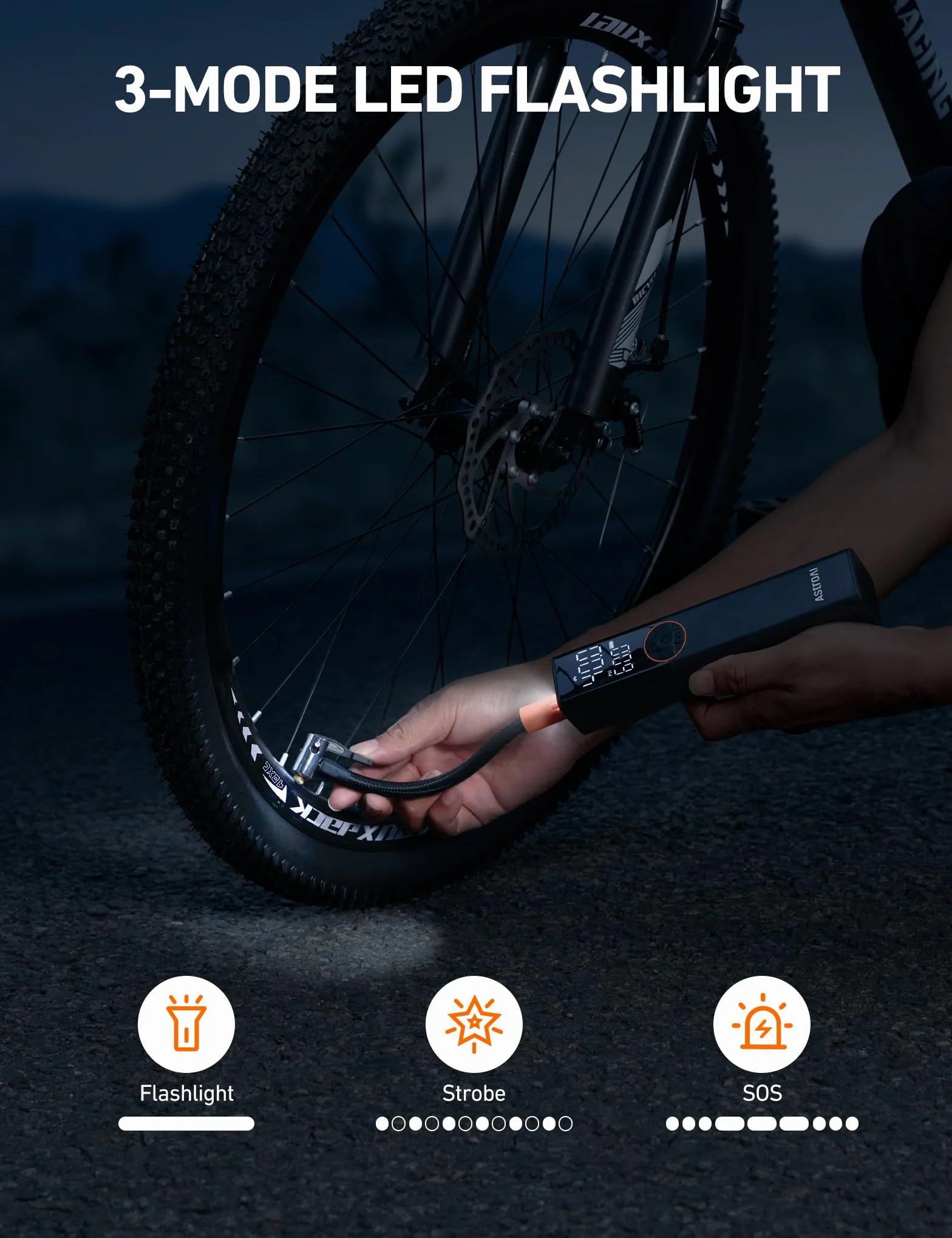 AstroAI Pompe à vélo électrique, mini pompe à vélo portable rechargeable 150 PSI pour toutes les valves, moteur haute tension spécialement conçu pour les vélos, convient à tous les vélos