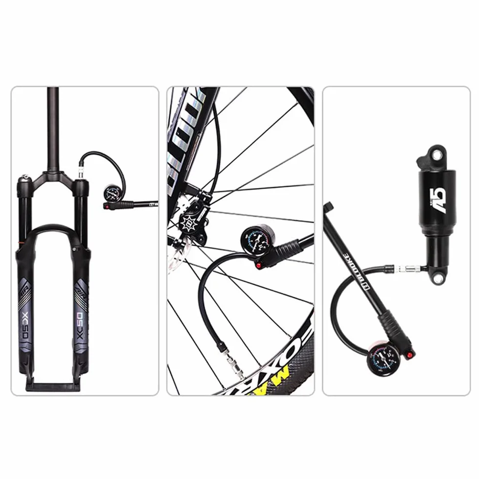Pompe d'amortisseur de vélo SPORTARC 300 psi pour VTT, route et moto - Fourche avant/arrière, amortisseurs pneumatiques (gris)