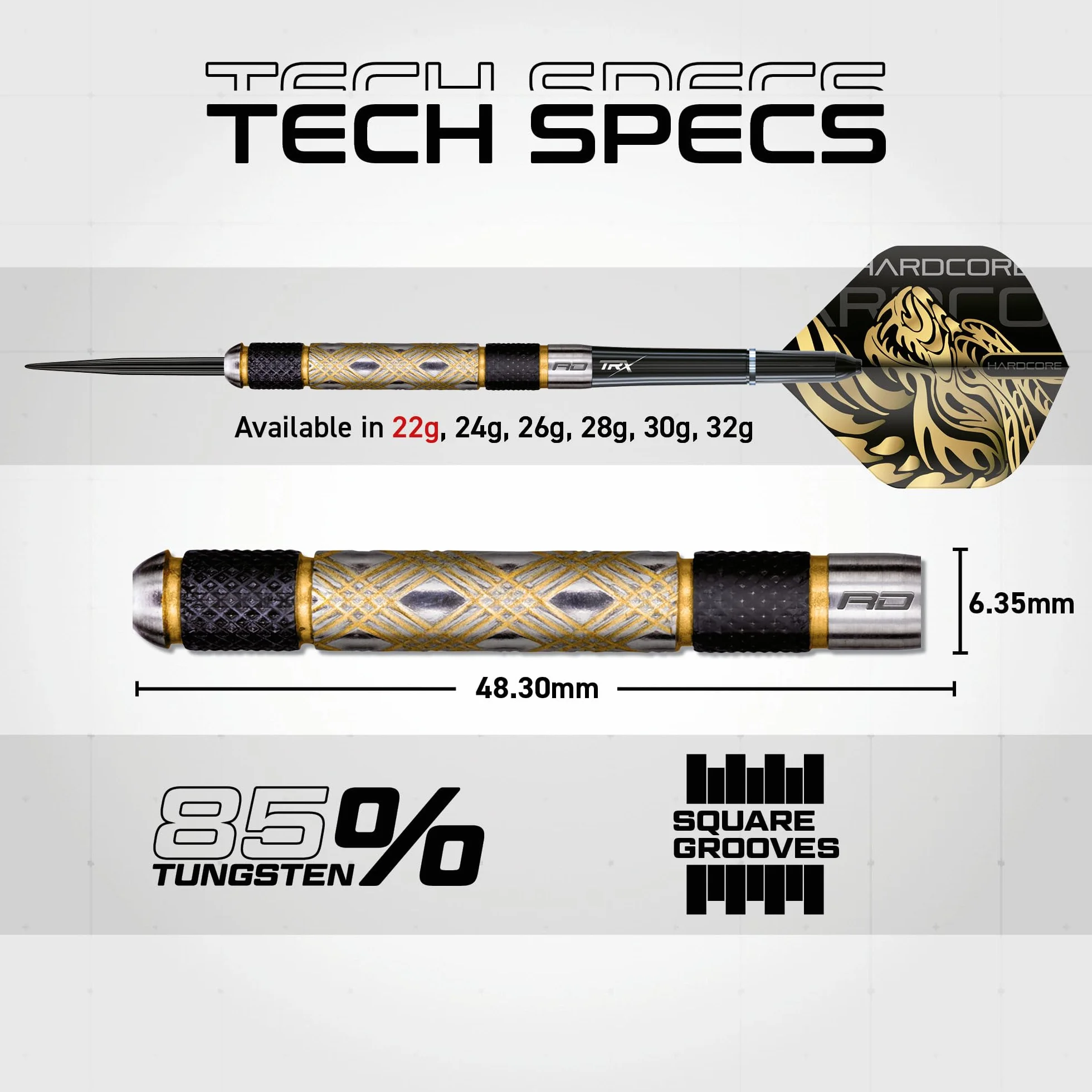 RED DRAGON Golden Eyes Professional Dart Set 85% Tungsten 22-32 g