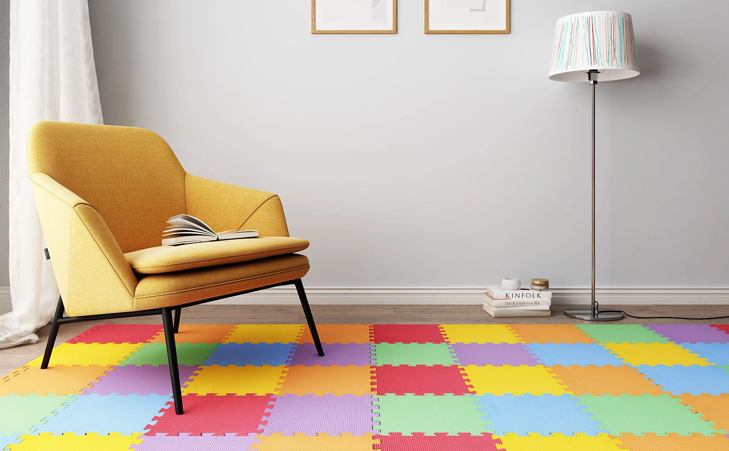 Tapis de Sol Imbriqués 30cm x 30cm Mousse Douce Tapis de Jeu Gymnastique 12 Pièces