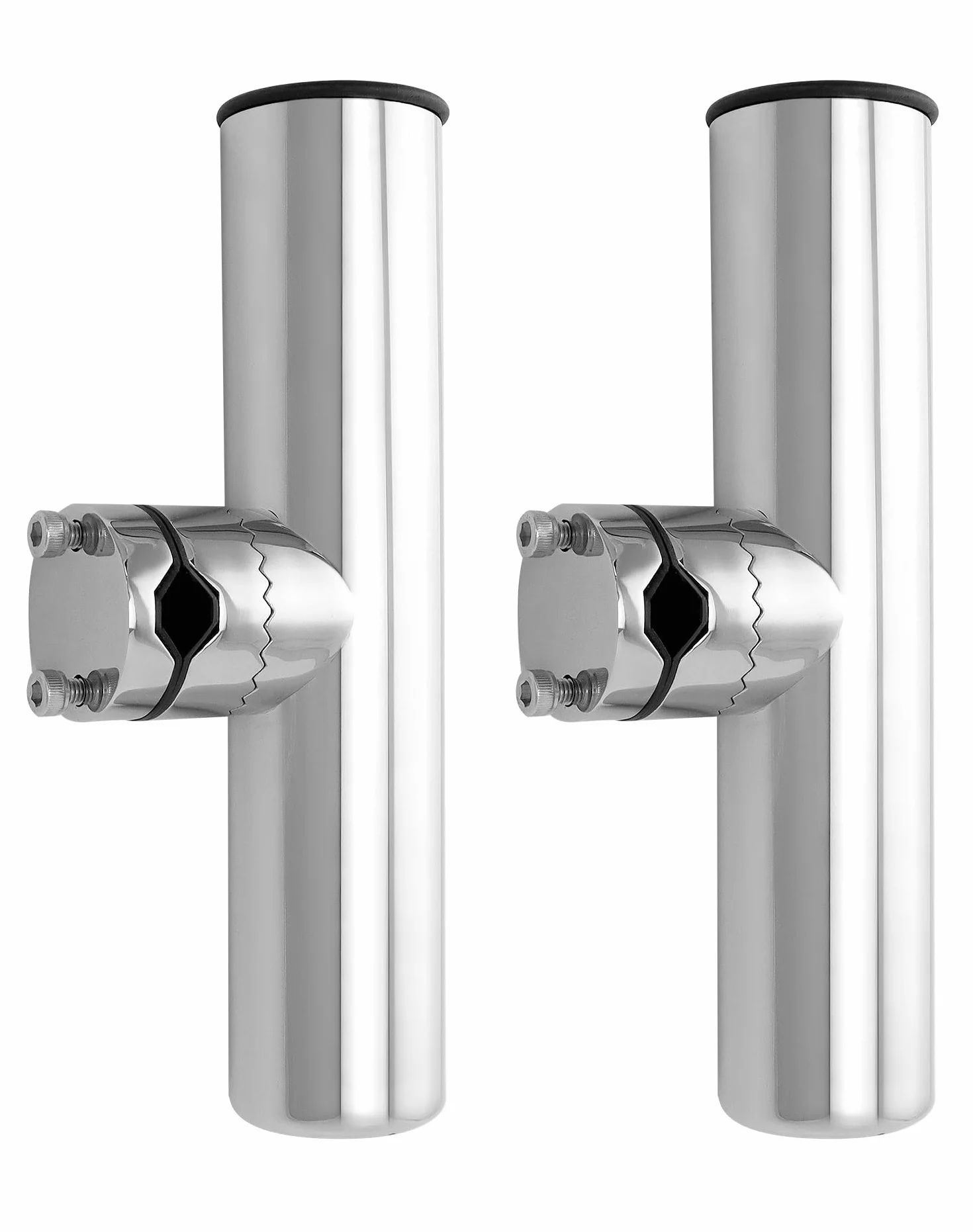QWORK 2 Pièces Porte de Canne à Pêche Rotatifs 360° Acier Inoxydable 304 Serrage Rails 19~25 mm