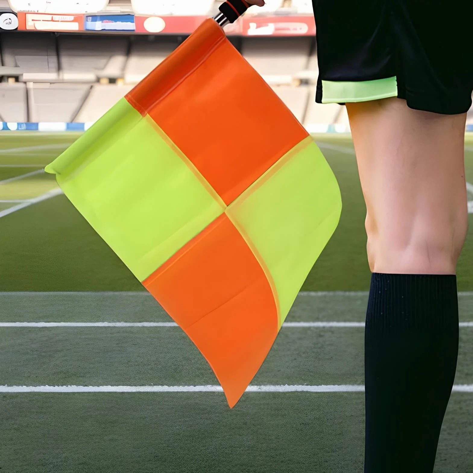 Drapeaux d'Arbitrage Football Lot de 2 Orange Jaune Résistant aux Intempéries Haute Visibilité