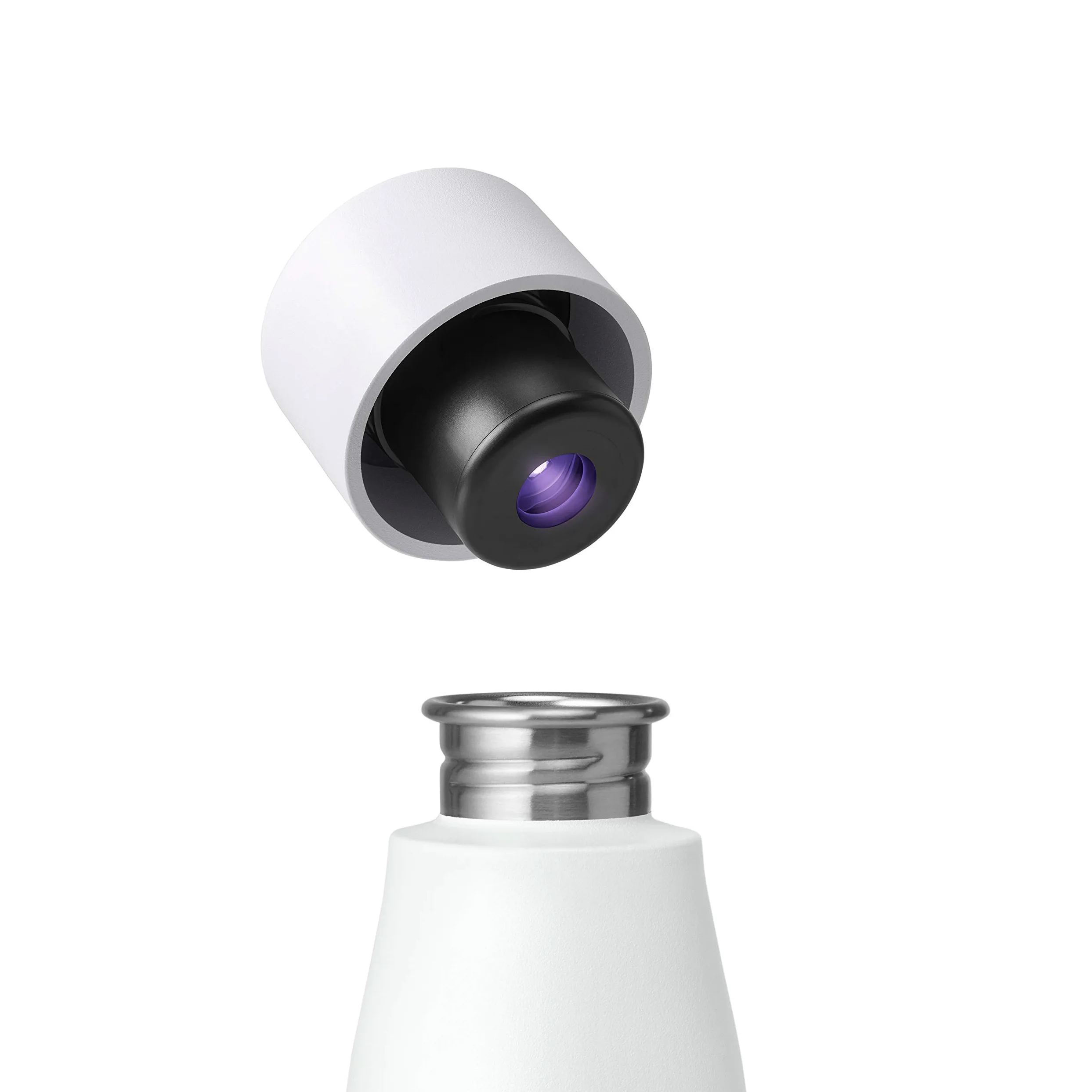 LARQ Movement PureVis 710ml – Gourde UV auto-nettoyante en acier inoxydable avec housse en silicone | Légère, antichoc, garde l’eau fraîche | Sport, course, plein air, White/Dune