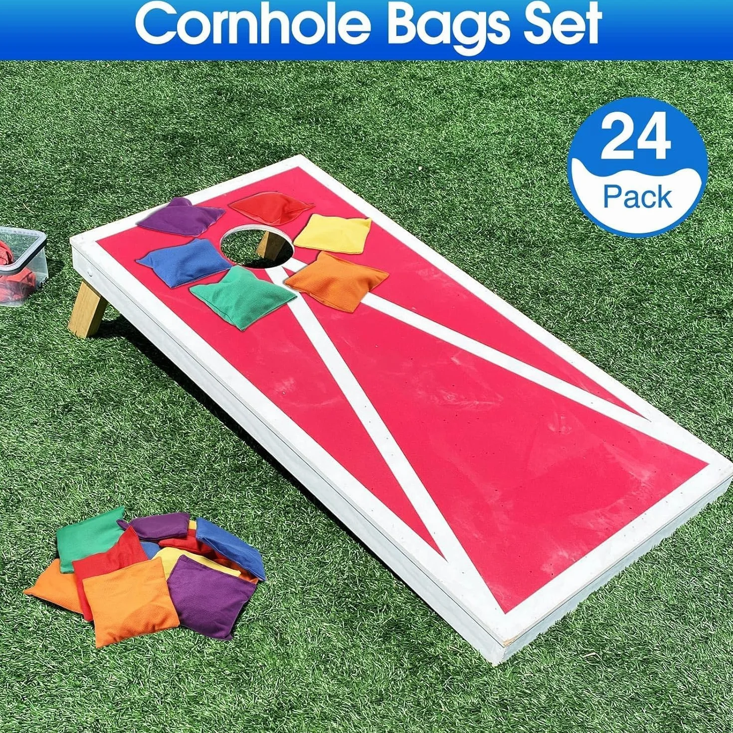 Lot de 24 poufs Cornhole à lancer 15 x 15 cm en nylon avec sac de rangement