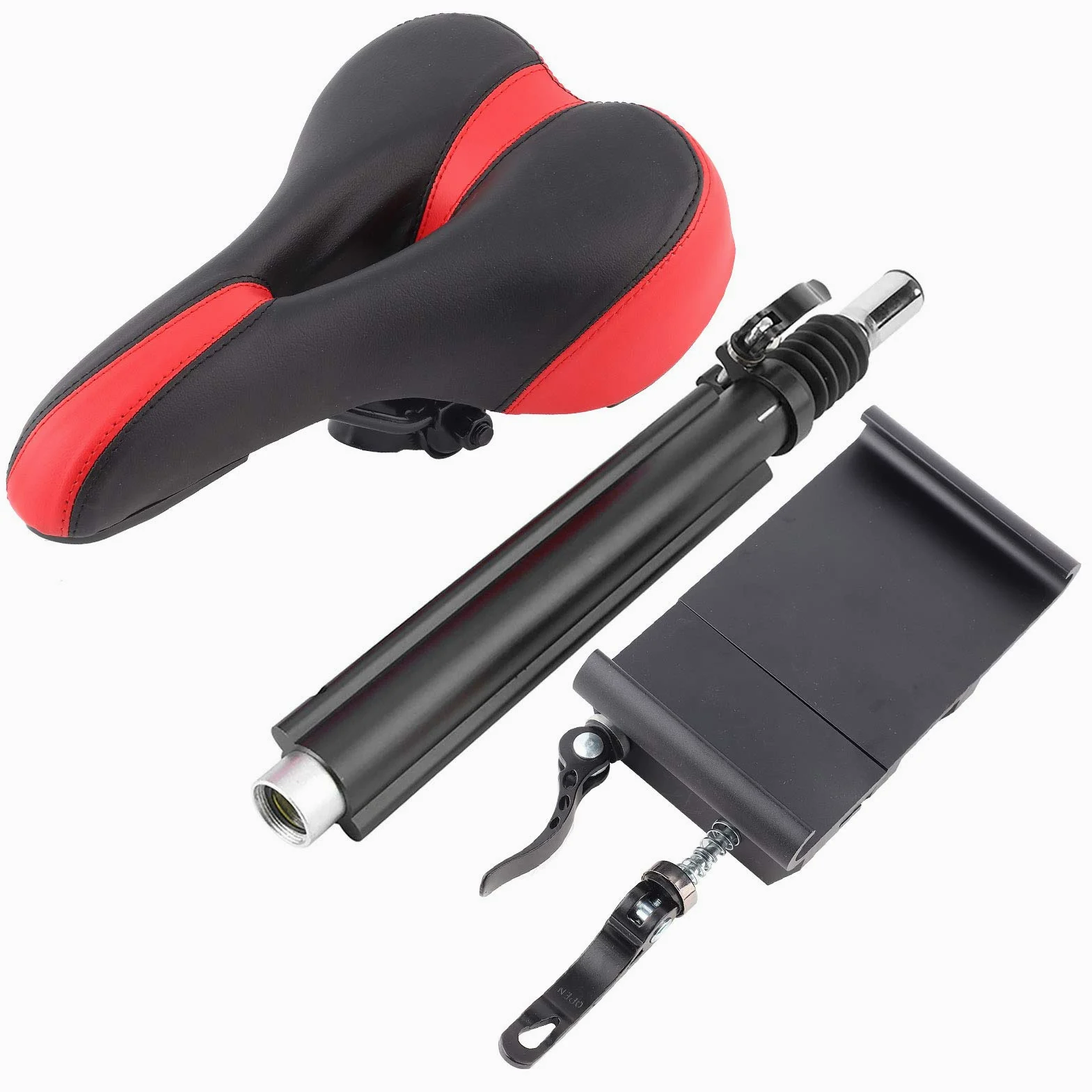 Dilwe Selle de Siège de Scooter électrique Réglable et Durable, Scooter M365 Confortable et Résistant aux Chocs pour la Plupart avec 15 à 20 Cm, adapté aux Routes Accidentées Noir Rouge