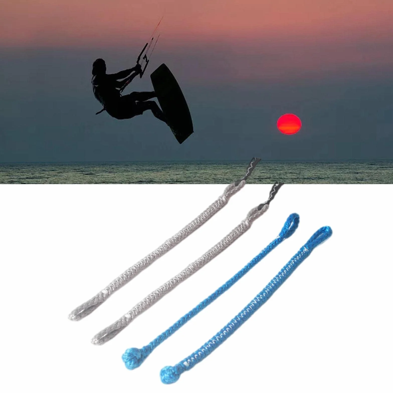 Lot de 4 Nattes de Kitesurf, Pigtails de Rechange 1000 Kg, Bleu Gris