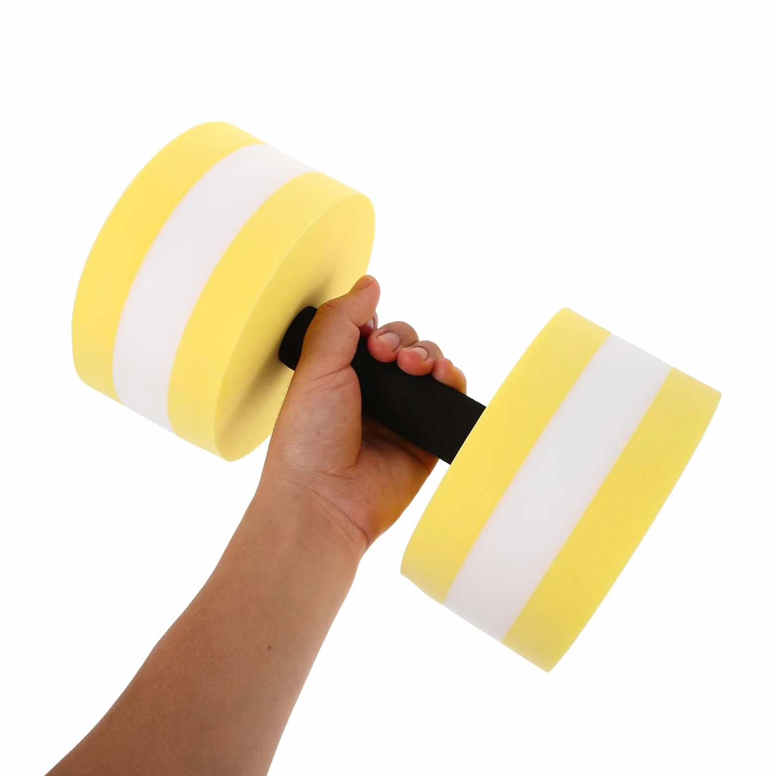 Zerodeko Haltères pour Exercices Aquatiques en Eva Légères et Flottantes, Lot 2 Pièces Jaune et Blanc, Accessoires Piscine Aquagym pour Tonification Musculaire et Remise
