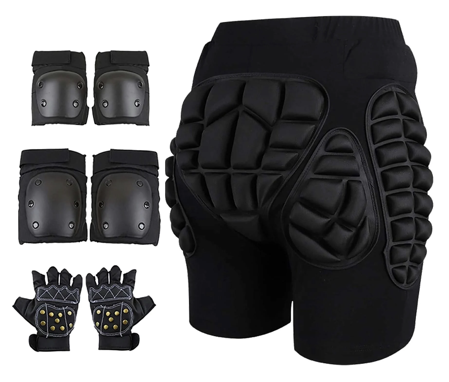 Protection Hanche, Short Rembourré 3D Équipement De Protection Respirant, Protège-Poignets Et Genouillères for Ski Skate Snowboard