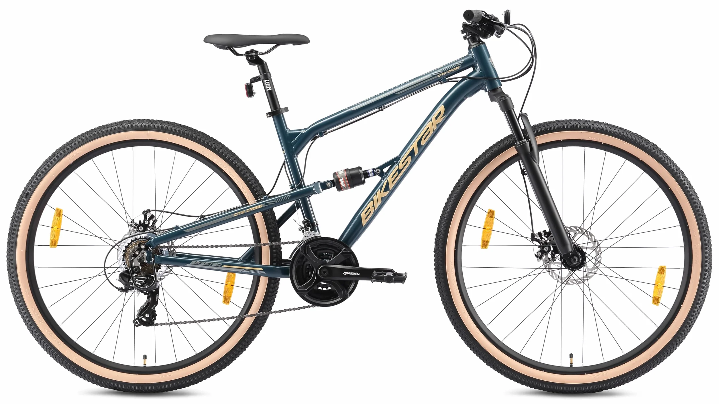 BIKESTAR VTT Aluminium Frein à Disque 21 Vitesses Shimano 26 27.5 29 Pouces Mountainbike Tout Suspension Integral Cadre 16 16.5 17.5 Pouces