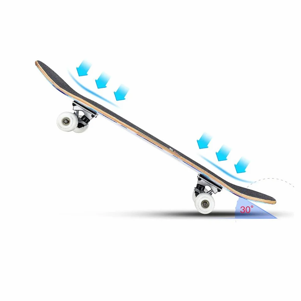 Skateboard Complet Double Kick Maple Deck Concave Cruiser pour Enfants Adolescents Adultes Débutants avec Outil en T