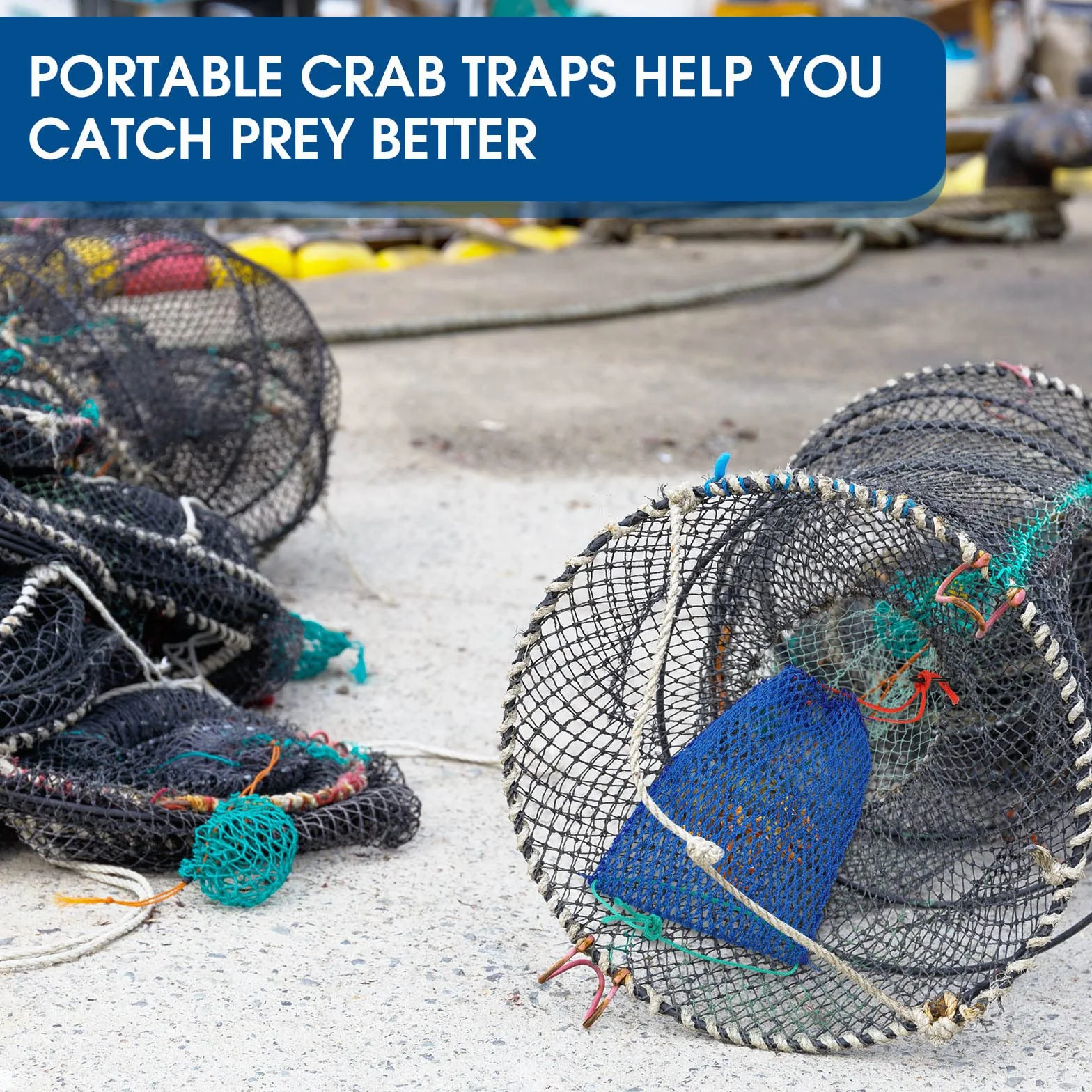 Honoson 6 Pcs Sacs d'Appâts pour Casiers à Crabes avec Casier Piège à Poisson Portatif Piège à Appâts en Filet à Crabe de Style Sports de Plein Air Filet à Crevettes Équipement de Crabe Pliant
