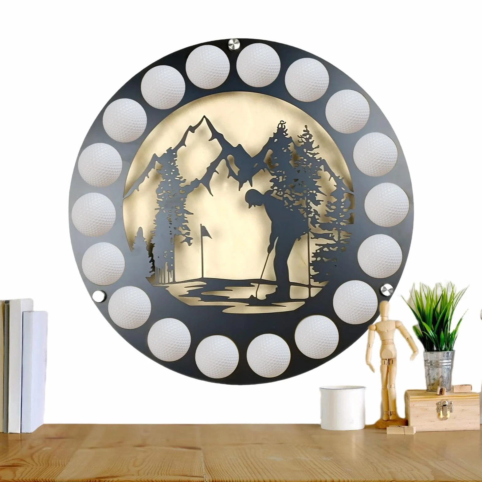 Vitrine Présentoir Murale Bois Balles de Golf Collection Design Élégant