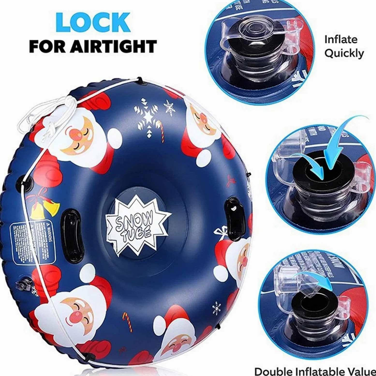 Bouée De Neige Gonflable Luges Snowboard Gonflables avec Poignées | Tubes De Luge Snowboard Sports Plage Arrière-Cours Jardins Patinage Ski Extérieur Sable Noël Activités Aventure