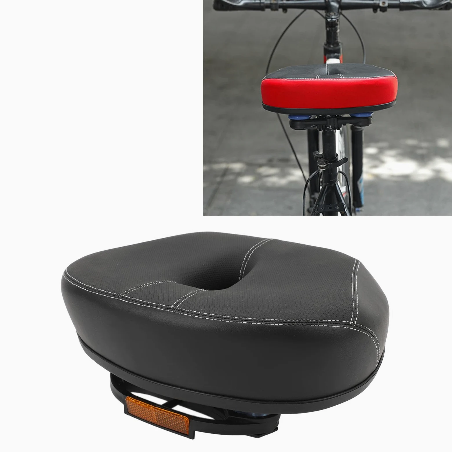 BuyWeek Selle de Vélo sans Nez, Selle Velo Confortable Amortisseur Épaississement Coussin de Siège Creux Respirant pour VTT Vélo de Route (Noir)