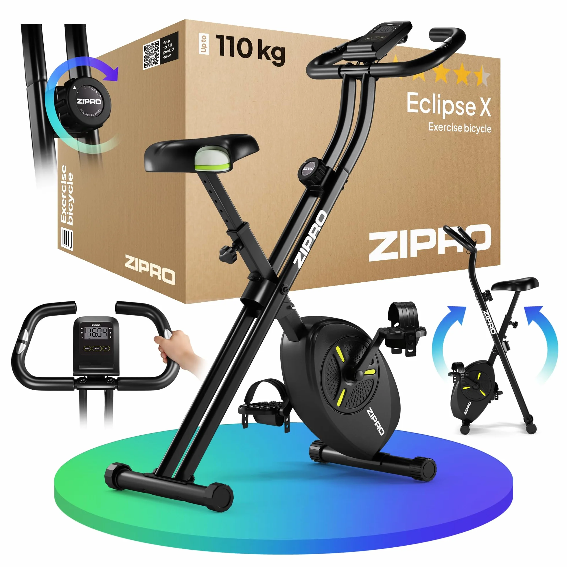 ZIPRO Eclipse X Velo d'Appartement Pliable Elliptique Cardio Training Connecté Magnétique Silencieux
