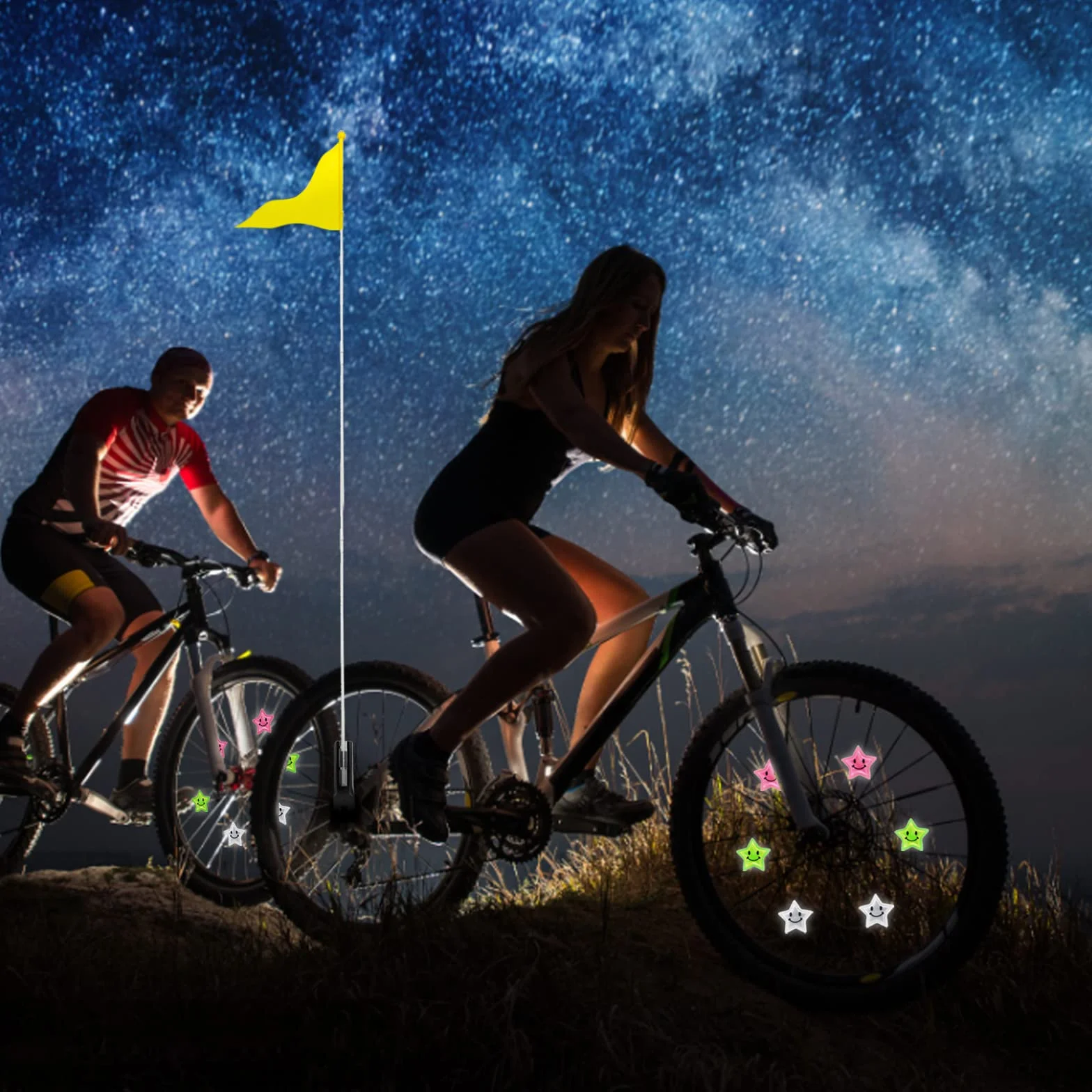 Drapeau Triangulaire de Sécurité Haute Visibilité pour Vélo Enfant avec Autocollants Réfléchissants, Jaune
