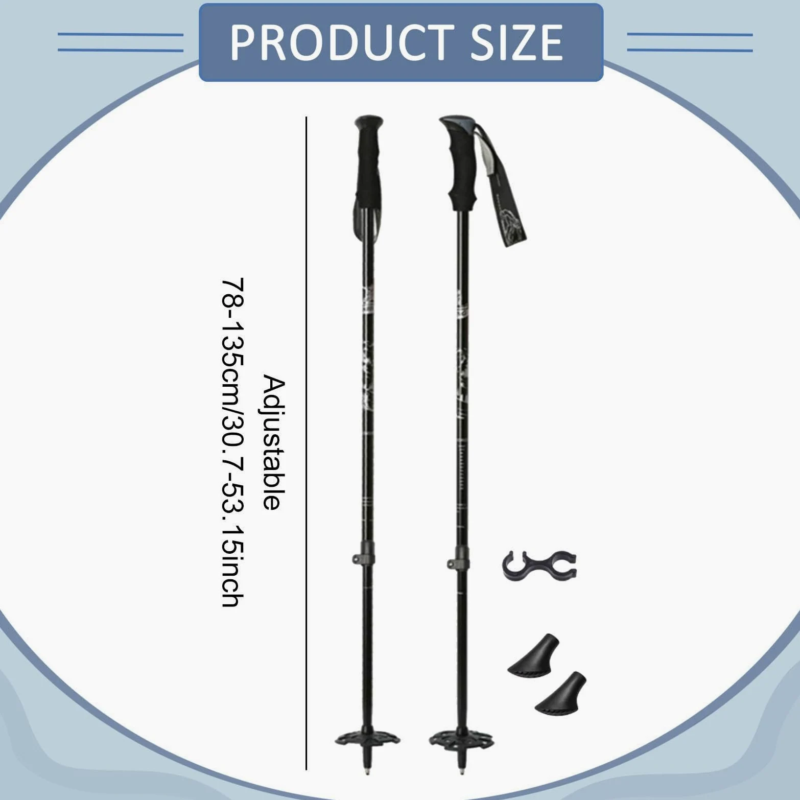 2 Bâtons de Ski Télescopiques en Aluminium avec Poignée Ergonomique et Système de Verrouillage Amélioré pour Adultes et Enfants, pour Le Ski et La Ran