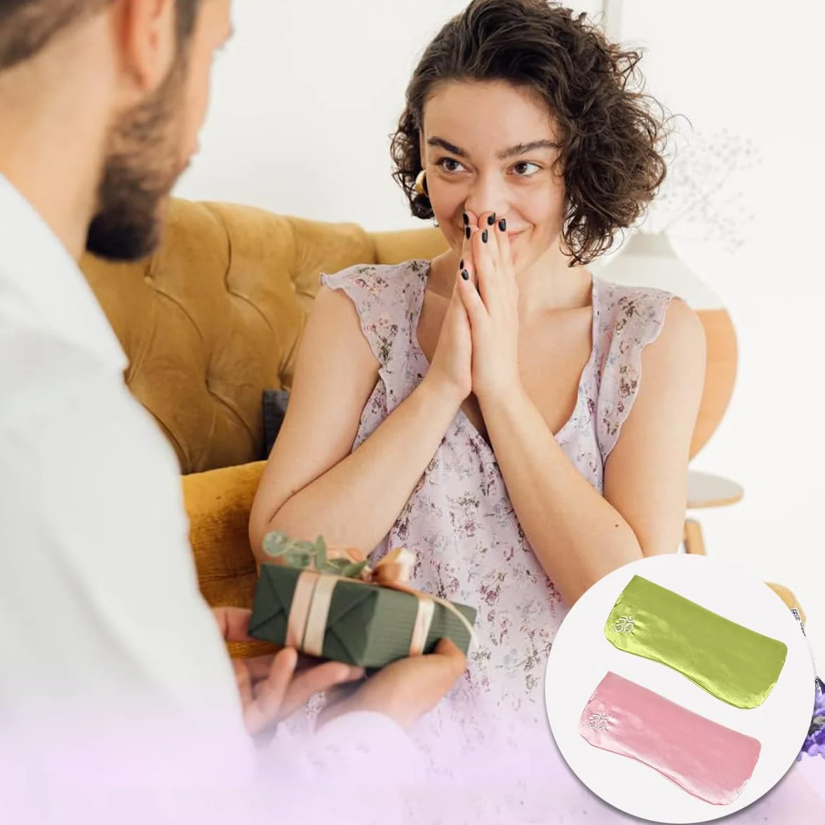 Masque lesté pour les yeux en soie de luxe avec lavande pour relaxation, yoga et méditation, rose
