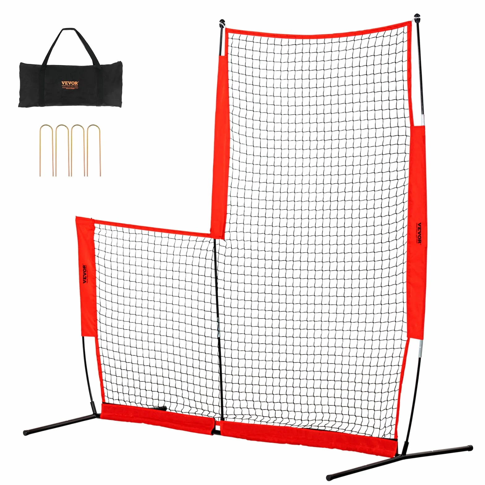 VEVOR Écran Protecteur de Baseball en Forme de L, Filet de Protection Softball 240x214 cm, Portable avec Sac de Transport