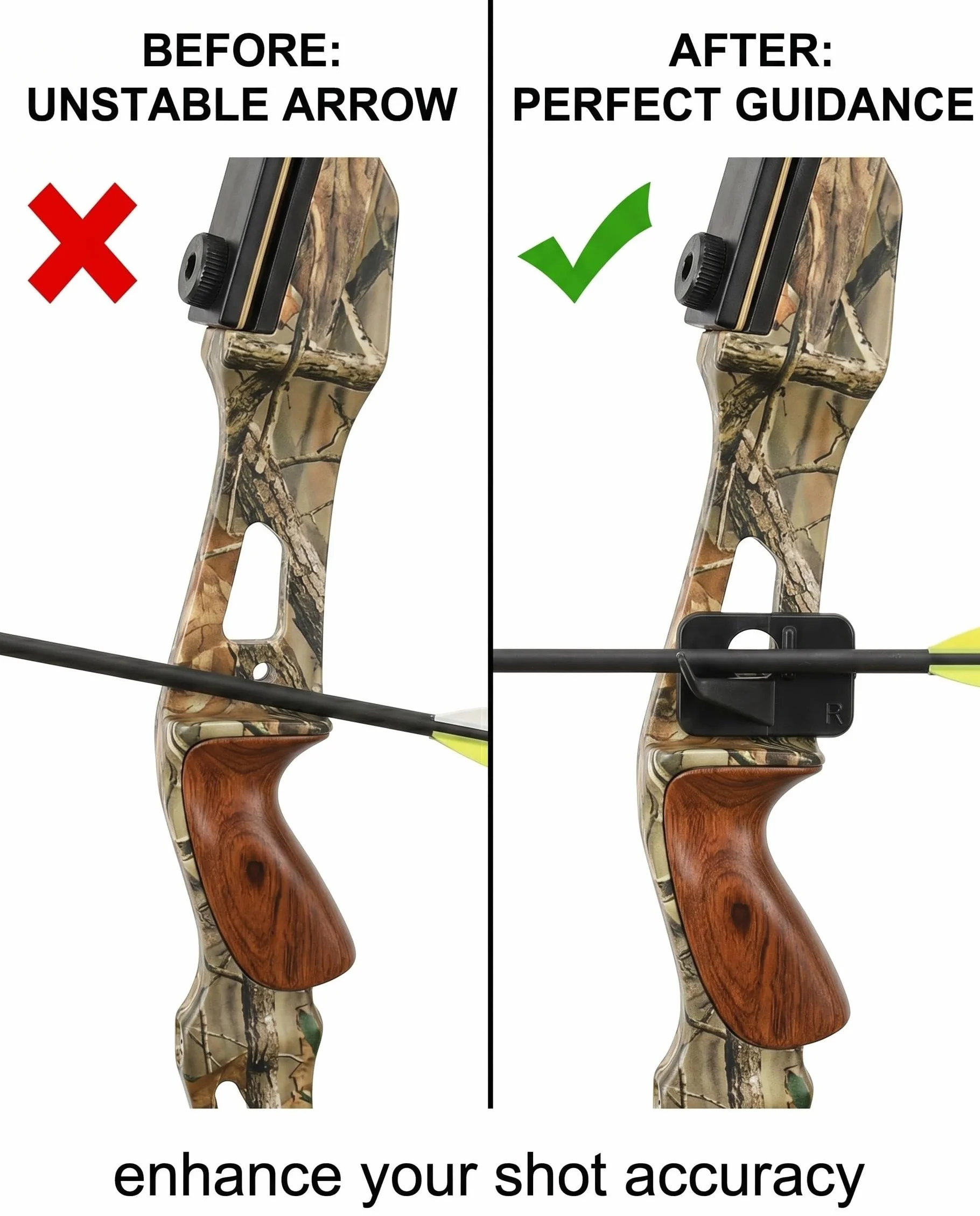 Repose-Flèche Droitier Accessoires de Tir à l'Arc – Support de Flèche Adhésif en Plastique Noir pour Arc Recurve et Compound