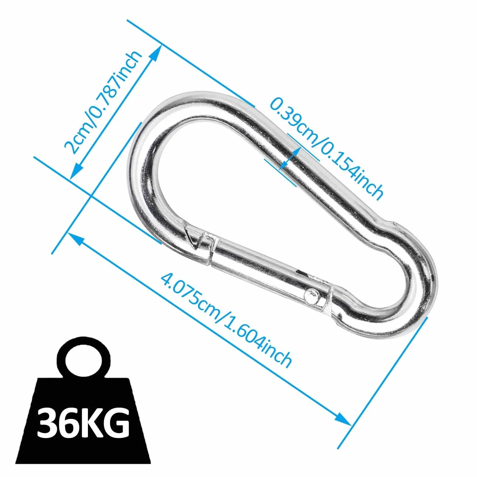 Mousquetons INOX 36 KG Escalade Porte-Clés Sac à Dos Camping Pêche