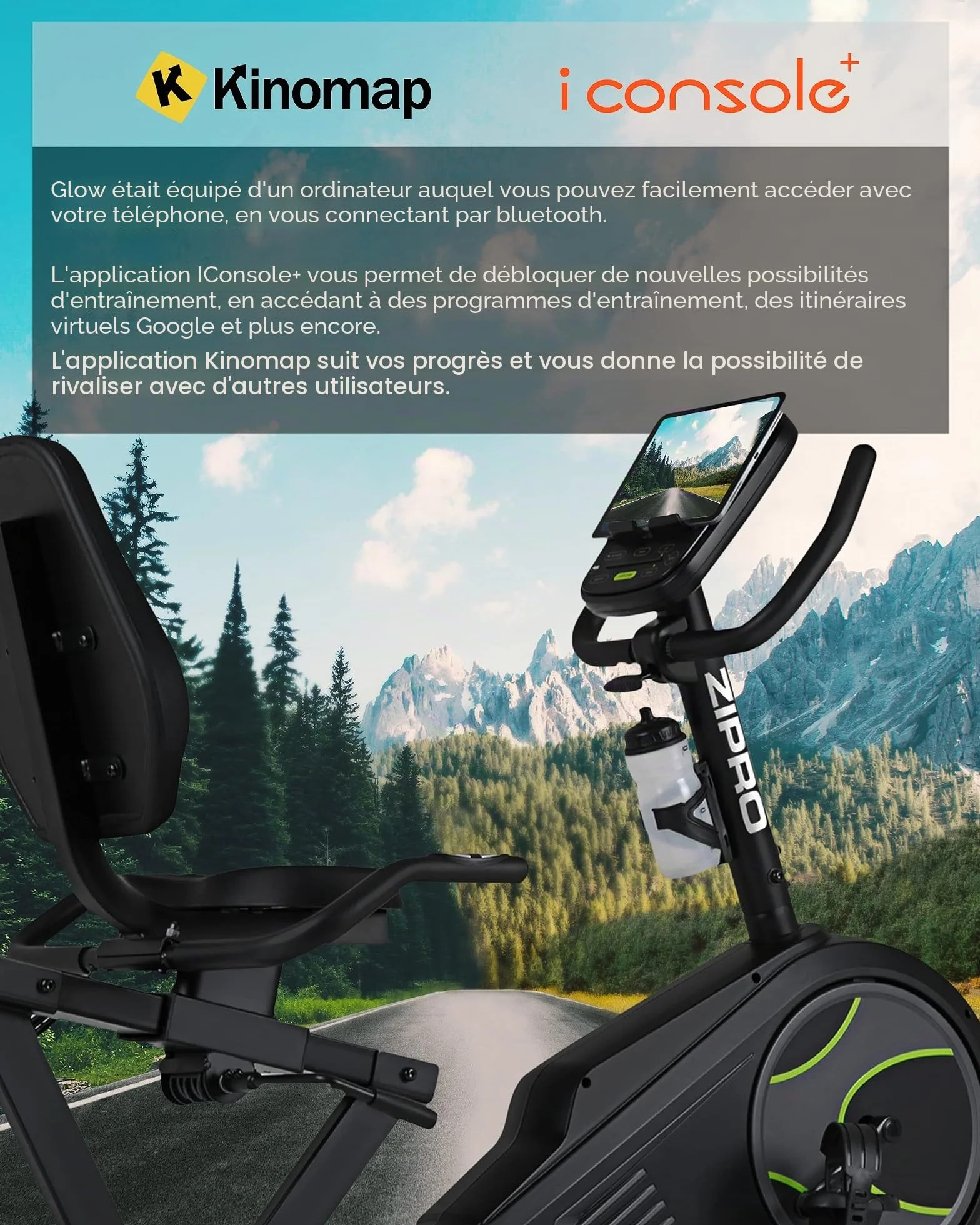 Zipro Vélo d'appartement magnétique Ergomètre Fitness 150 kg