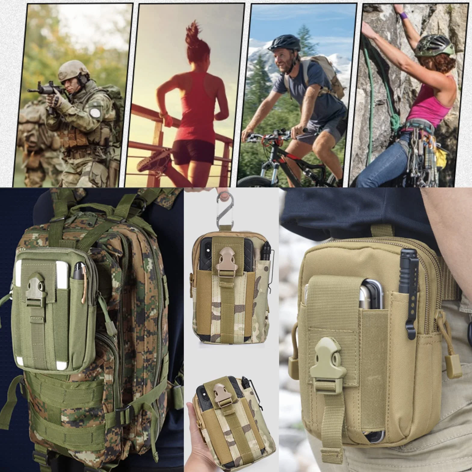ZhaoCo Sac Tactique Ceinture Molle Nylon EDC pour Randonnée Voyage Sport Plein-air