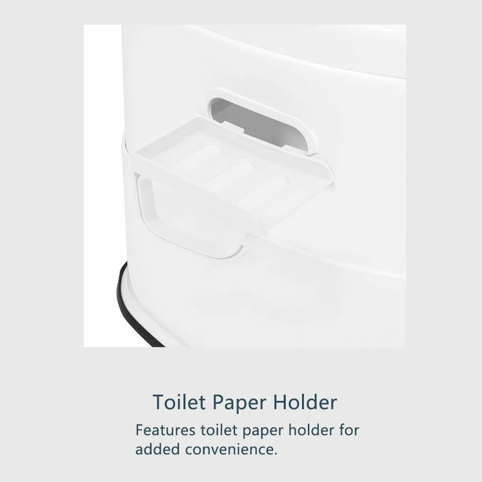 Outvita Pot de Chambre Adulte 5 L Toilette Camping Amovible avec Porte-Papier Hygiénique Blanc