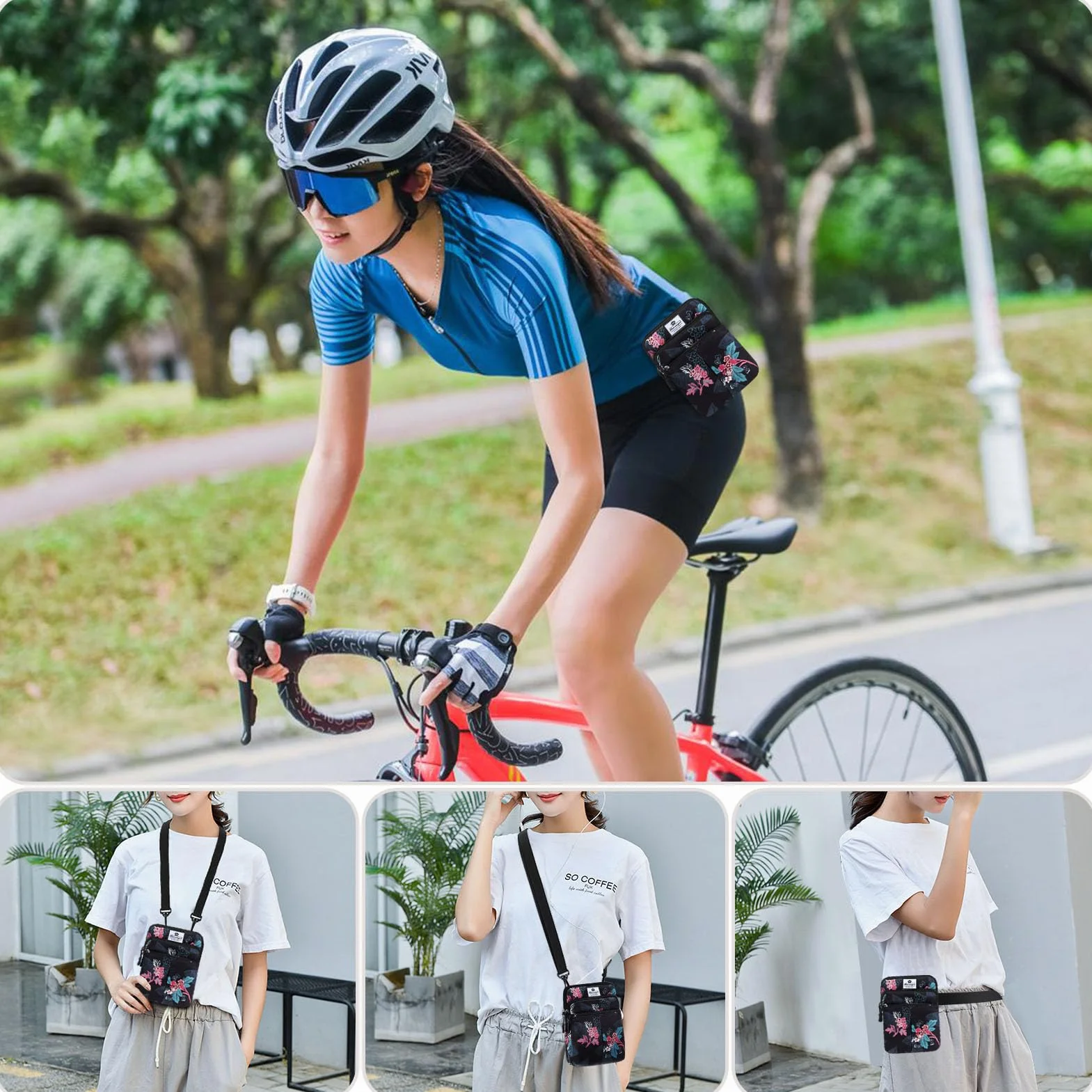 HUA ANGEL Petit Sac Bandouliere Femme Léger Sac Ceinture Multicolore Sac Banane Sangle Interchangeable Homme Femme Jogging Vélo Sport Voyage