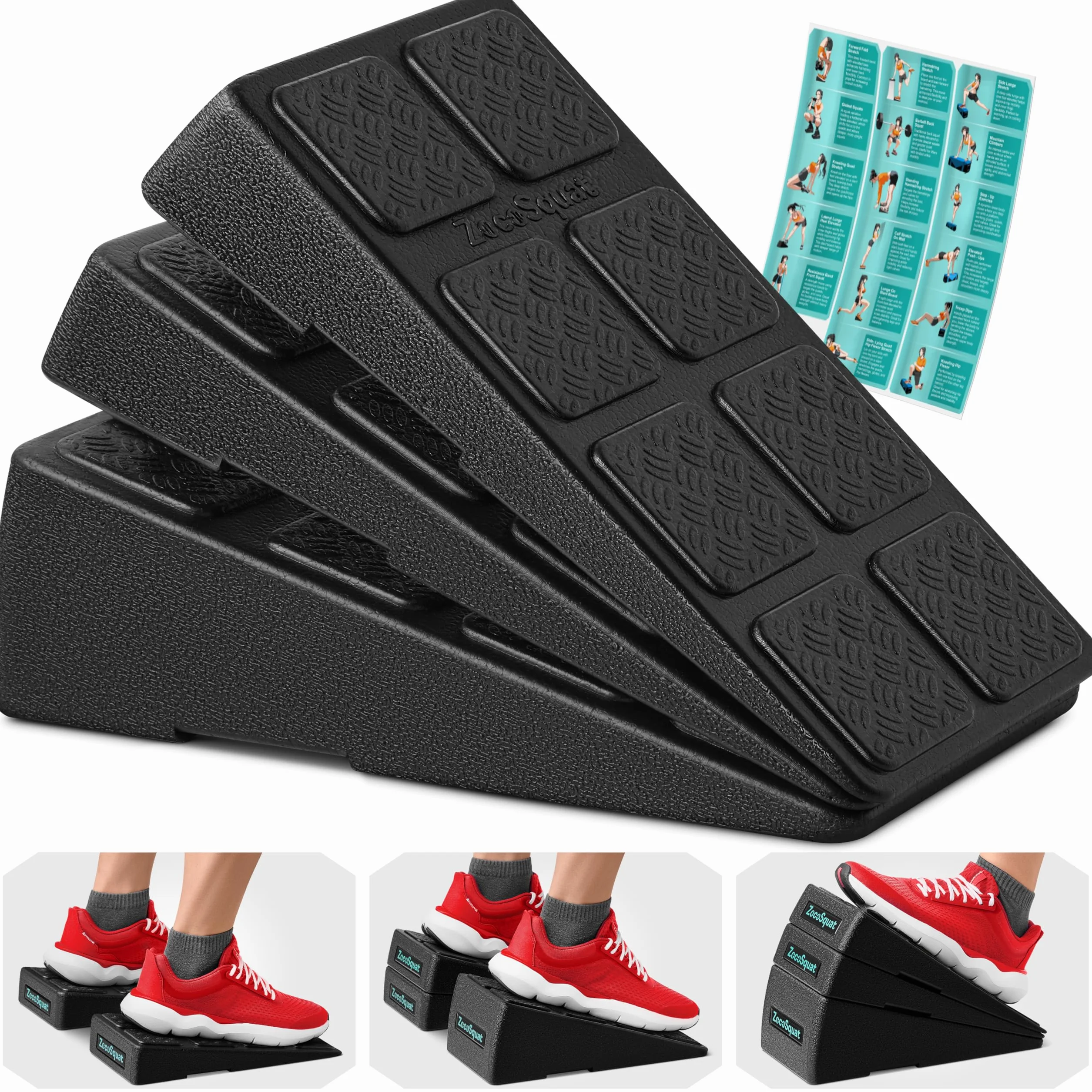 Cale de squat inclinée 236 kg – Planche inclinée pour squats – Bloc yoga étirement mollets