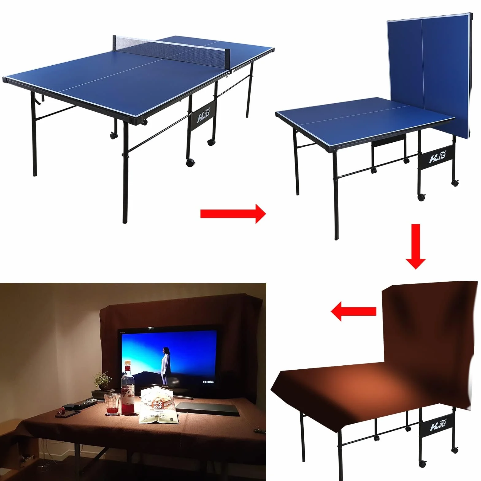 Table de Tennis de Table 7FT Pliante MDF 12mm 206x114.5x76 cm avec Filet