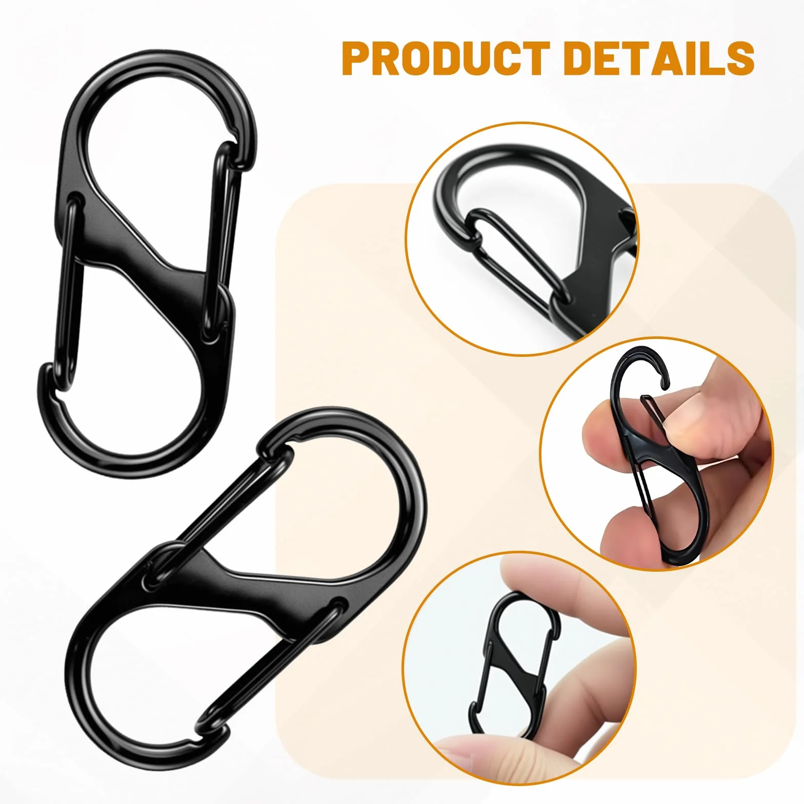 Mousquetons Métal Inoxydable Forme S 3cm 4cm 5cm Set 50 PCS pour Plein Air Randonnée Pêche Camping
