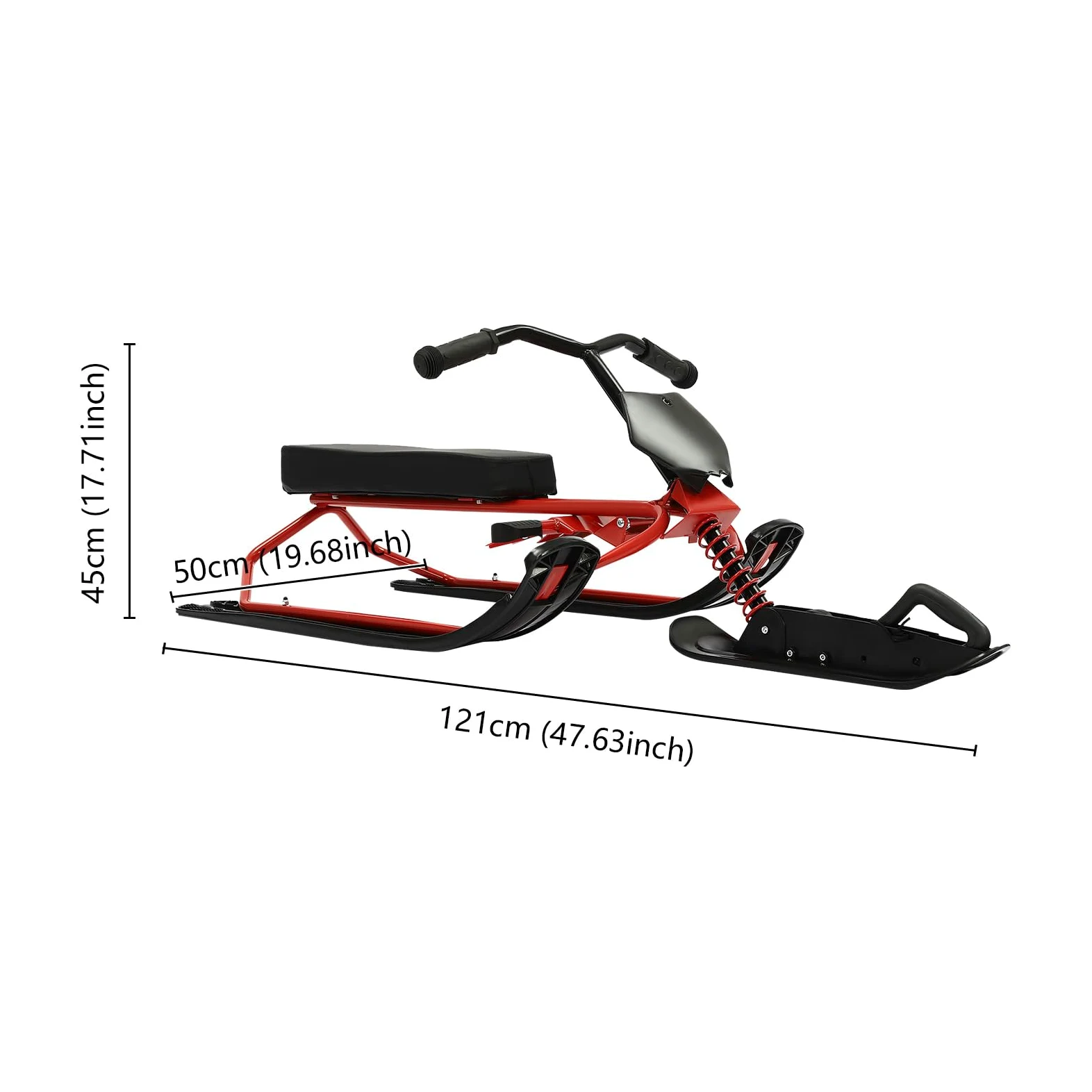 Luge de direction pour enfants, avec freins à pied et corde de traction, luge avec volant, luge pour enfants, luge à patins, luge à neige, max. 80 kg