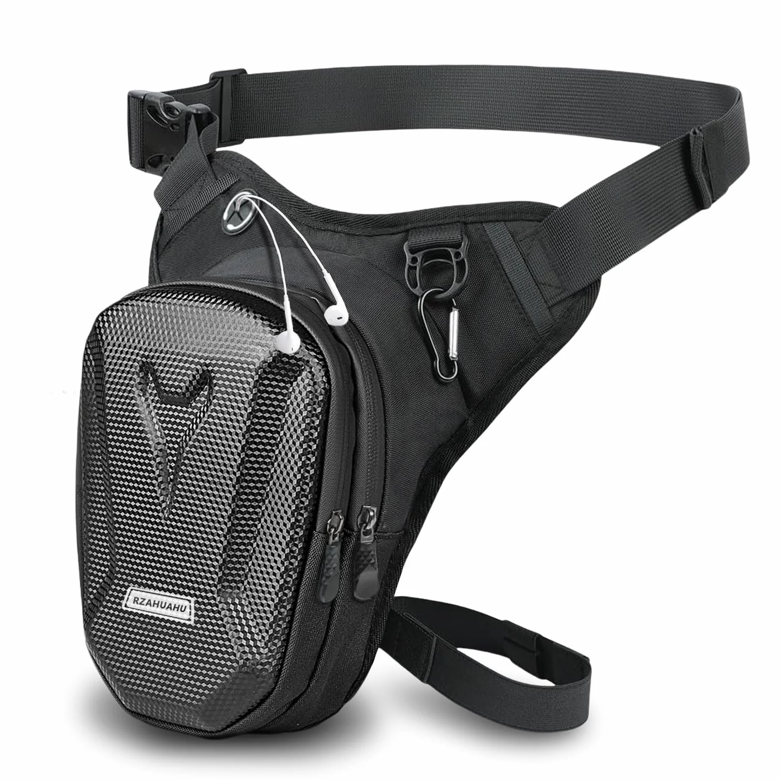 Flintronic Sacoche de Jambe Moto, Sac de Jambe Tactique, Leg Bag en Coque EVA, Multifontion Moto Poche Jambe, Imperméable, avec Sangle de Jambe Amovible, pour Cyclisme, Course, Randonnée