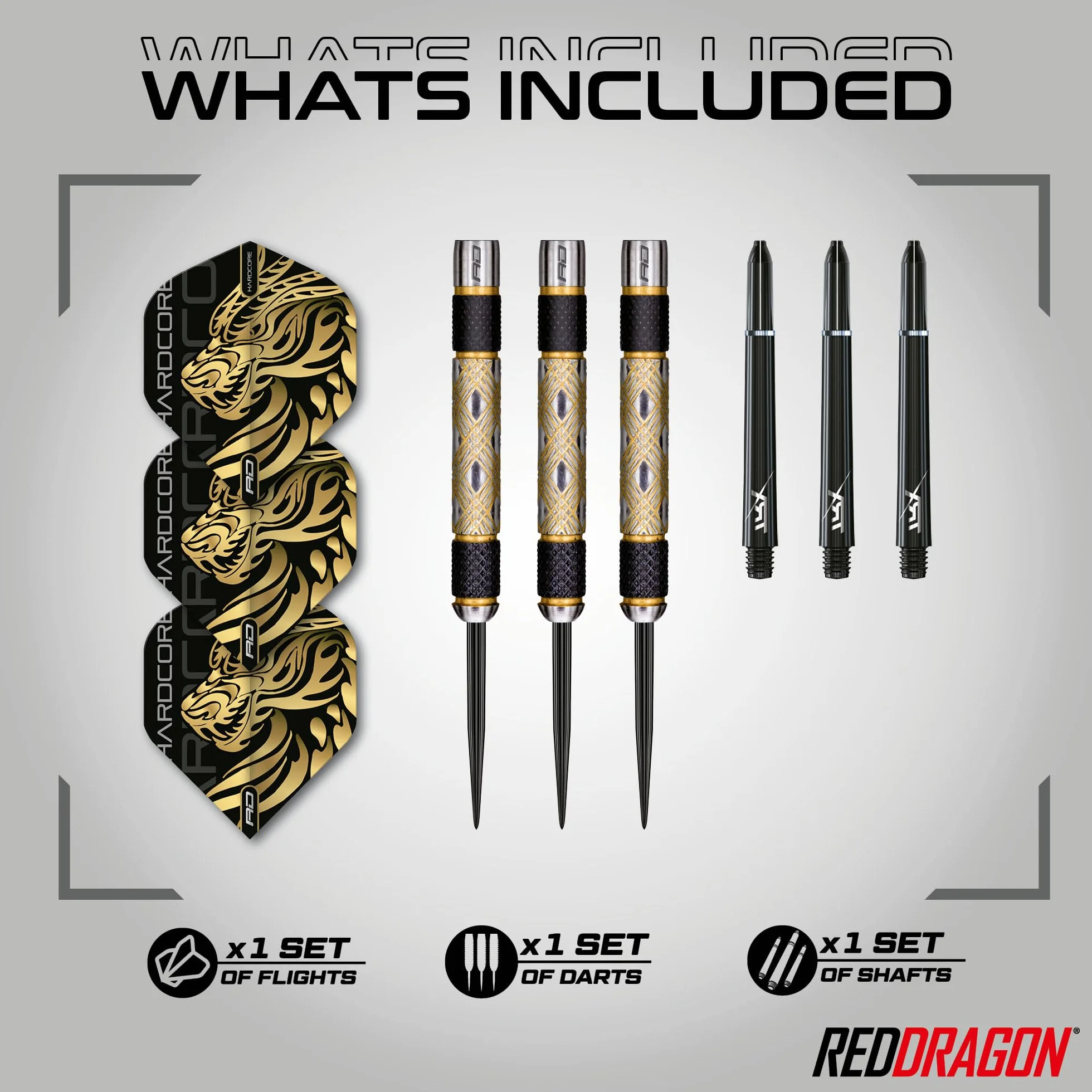 RED DRAGON Golden Eyes Professional Dart Set 85% Tungsten 22-32 g