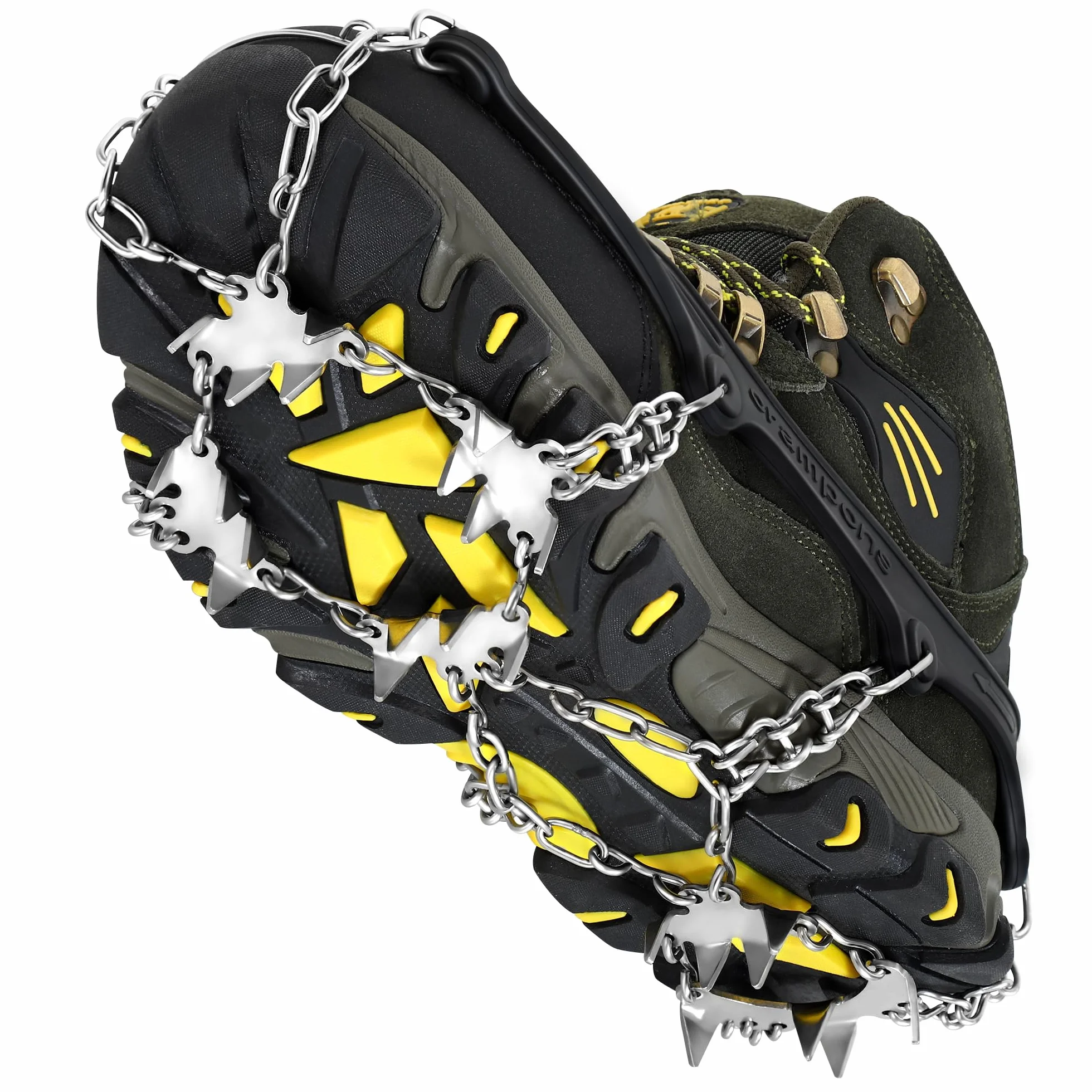 Crampons Antidérapent 24 Dents Acier Inoxydable pour Alpinisme Randonnée Escalade sur Neige Glace