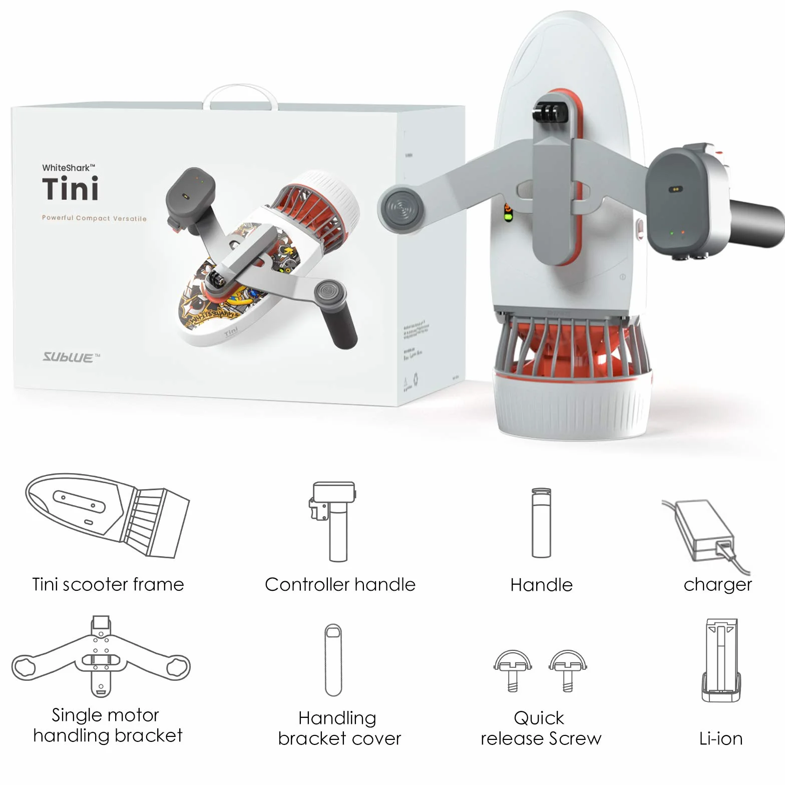 Sublue Whiteshark Tini Scooter sous-Marin avec Supports Smartphone et Caméra pour Plongée