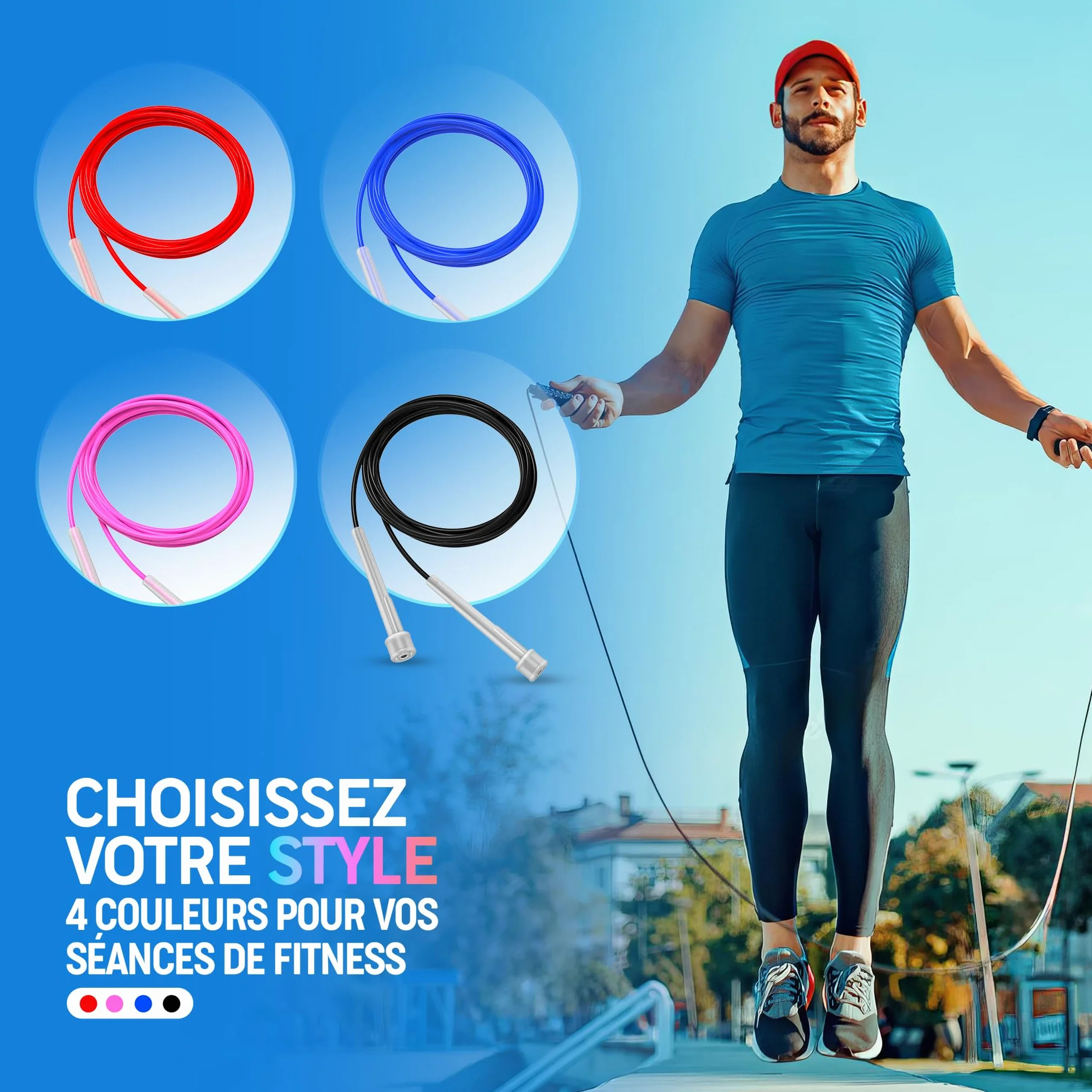 PORTENTUM Corde à Sauter Réglable 2.8M pour Fitness, Crossfit, Sport, Boxe