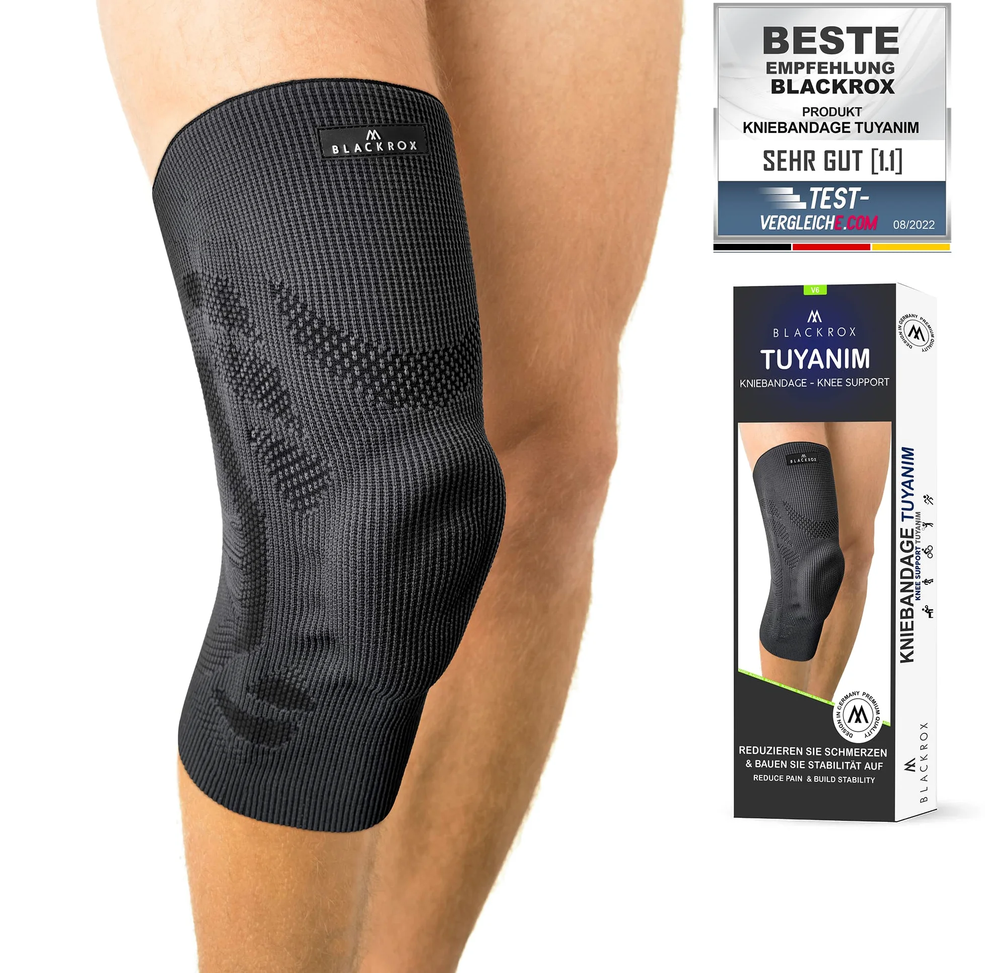 BLACKROX Tuyanim Sport Kraftsport Femme Homme Bague en Silicone Léger Patella Gel Rembourré Ressort Stabilisateurs Volley-ball Football Running Genouillères Compression Hommes Femmes