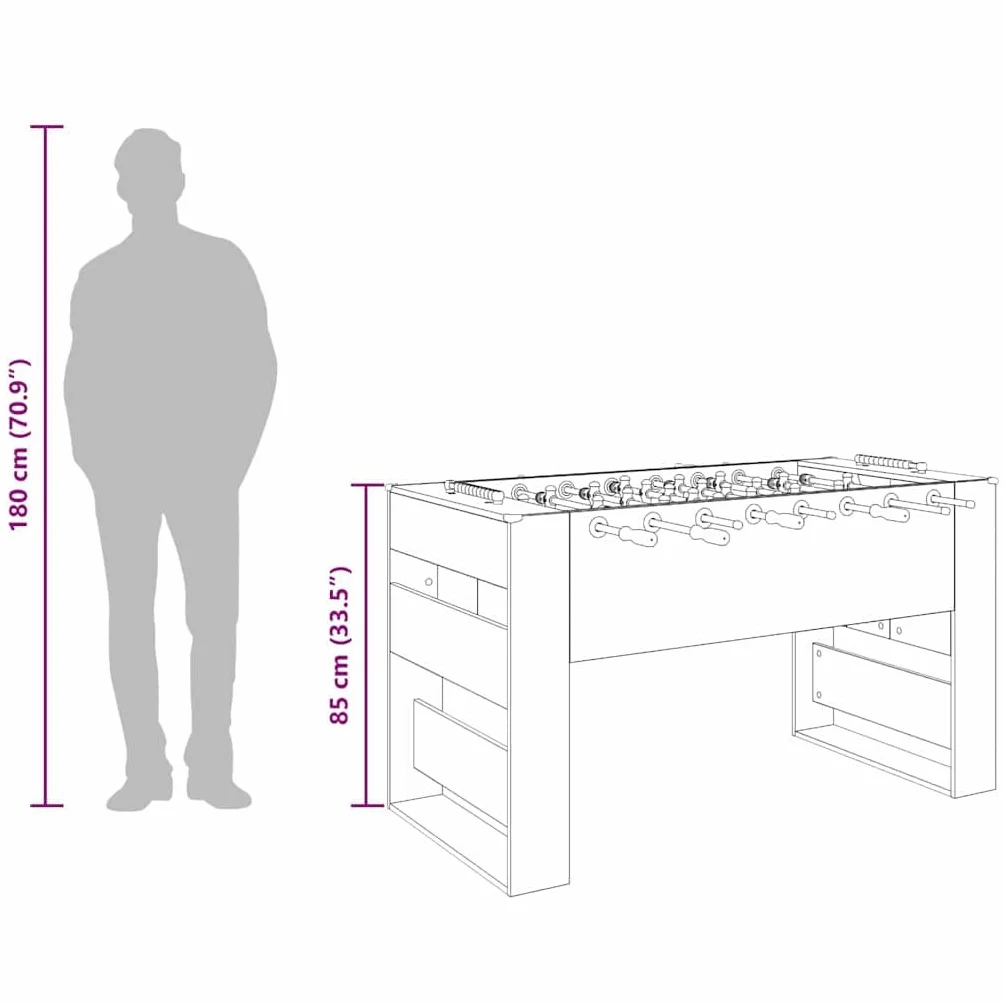 vidaXL Table de Foosball Gris Béton 146,5 x 74 x 85 cm, Table de Baby-Foot rectangulaire Moderne, idéale pour Vos soirées en Famille, résistante et Parfaite pour s'amuser à l'intérieur