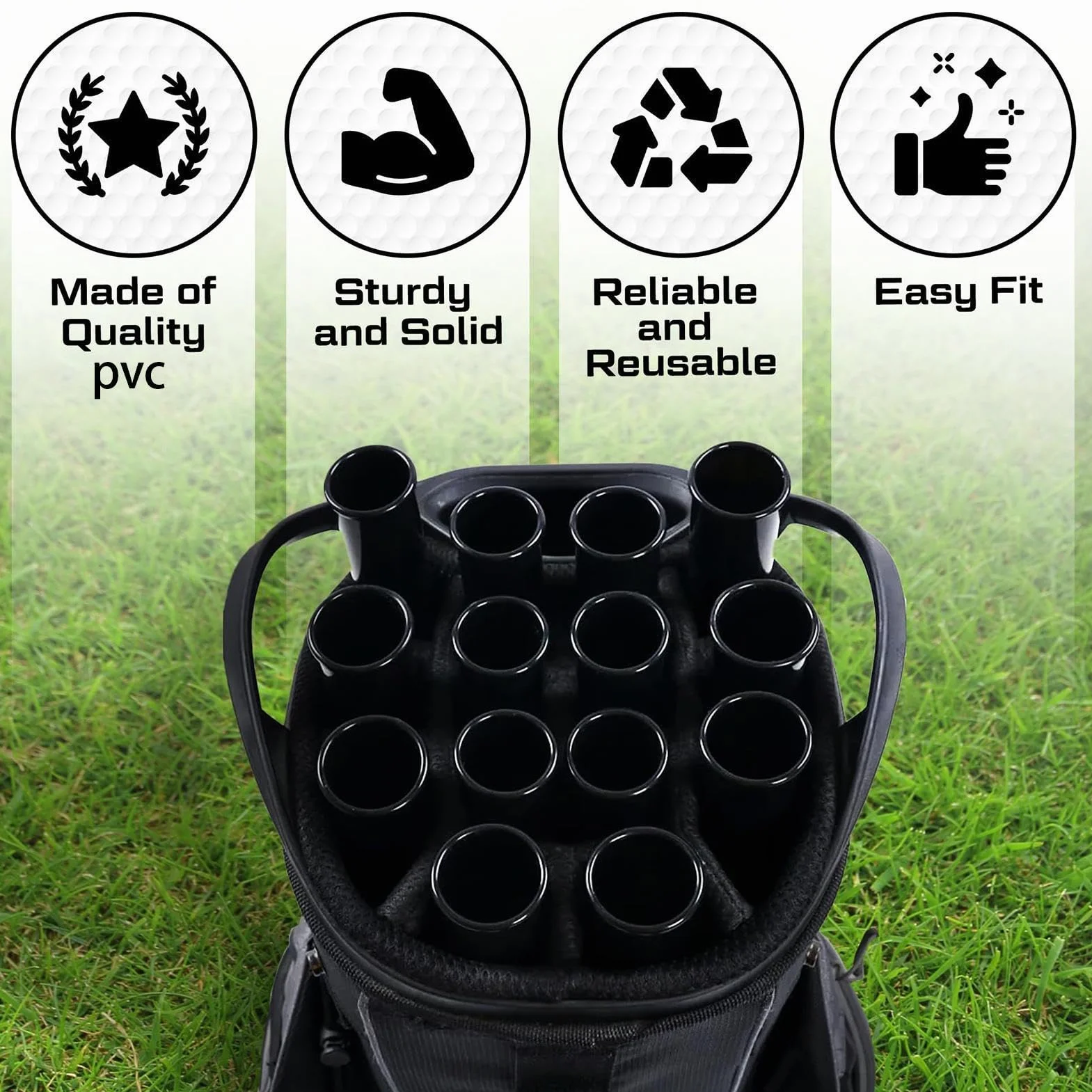 Organiseur de Sac de Golf | Tubes de Club de Golf | 14 séparateurs de Rechange pour Sac de Golf Pl-astic de qualité supérieure, Support de Club renforcé pour Adultes