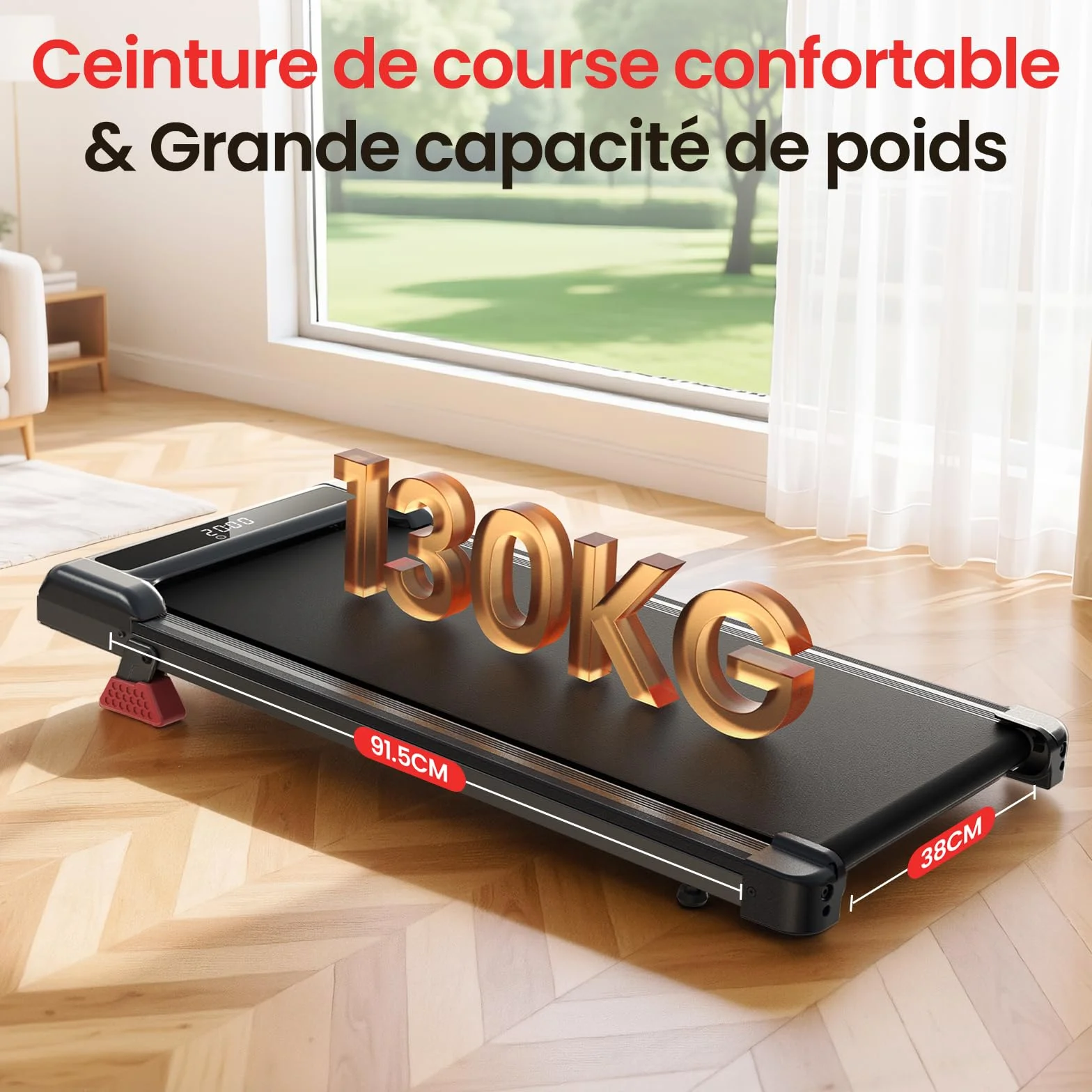 Tapis de Course 3 en 1 Pente 7% 8 km/h 2,5 CV Charge 130 kg Écran LCD