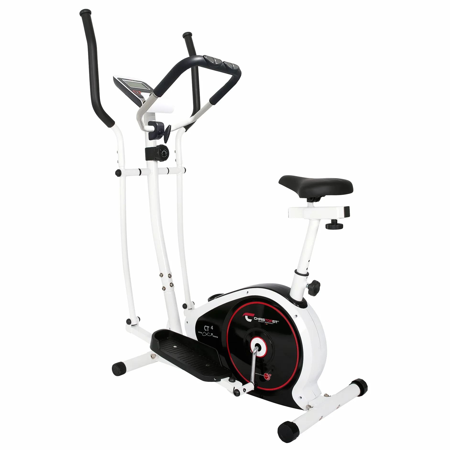 Christopeit Vélo elliptique et vélo d'appartement 2 en 1 CT 4 avec frein magnétique 7 kg et 8 niveaux de résistance