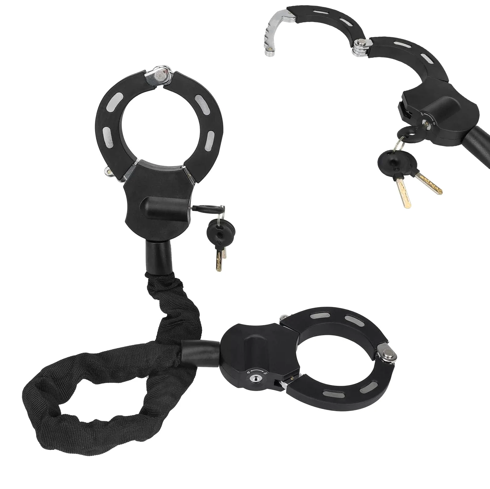 Antivol Trottinette Electrique avec 3 Clés, Cadenas Velo Sécurité 90 cm, Chaînes Scooters Robuste 8 mm, Verrouillage Menotte pour Poussettes, Scooter, Vélos, Motos, Portail, Clôture