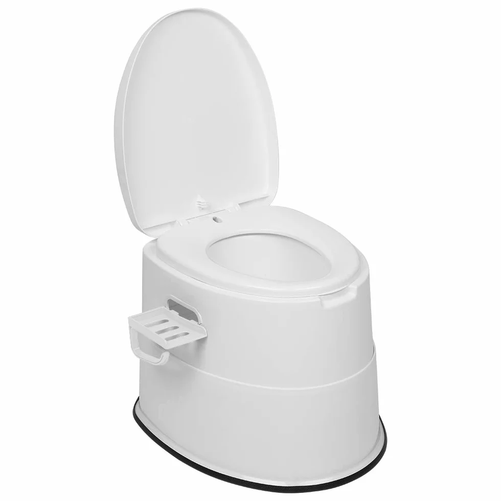 Outvita Pot de Chambre Adulte 5 L Toilette Camping Amovible avec Porte-Papier Hygiénique Blanc