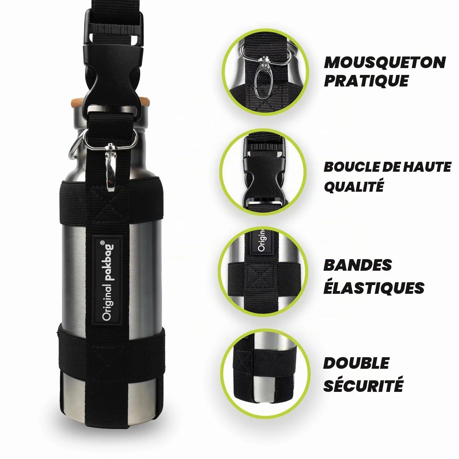 Tour de Cou Porte Gobelet Ceinture Porte Gourde Bouteilles 1,5l Pet Recyclé