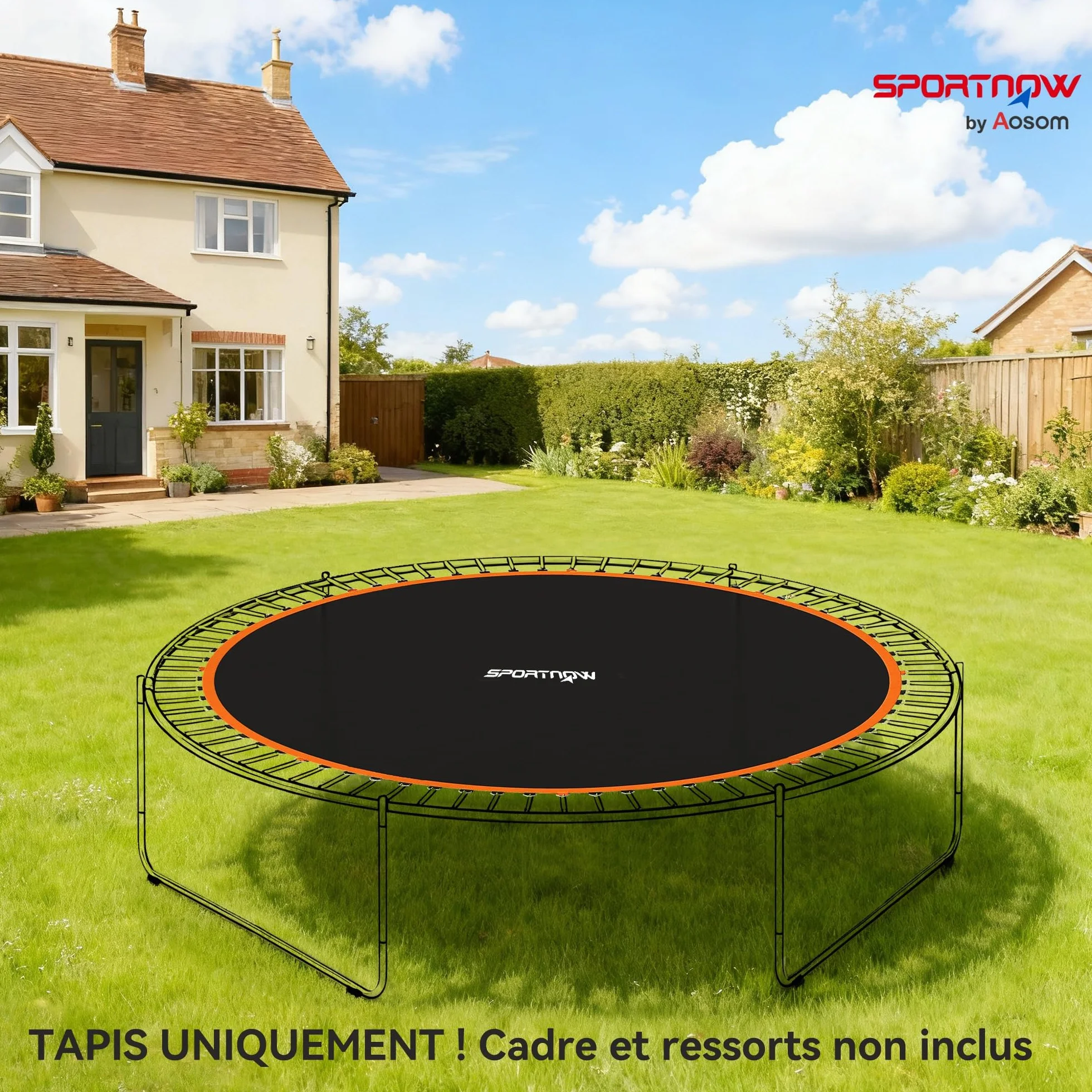 SPORTNOW Tapis de Rechange pour Trampoline avec Outil de Traction à Ressort et Crochets en V