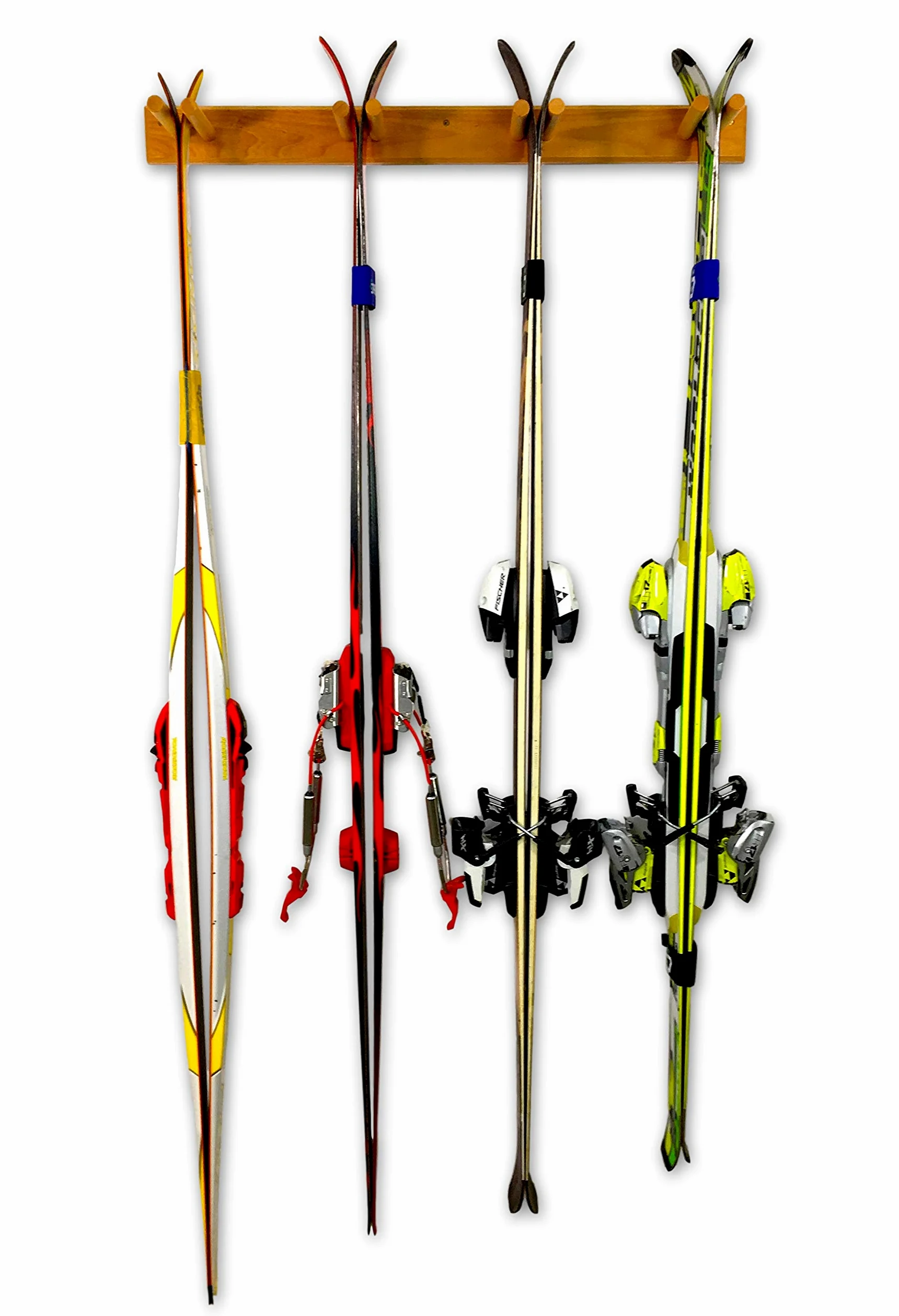 StoreYourBoard Support à skis en bois, 4 paires de rangement pour skis, système de montage en bois pour la maison et le garage, bois (Naturel)