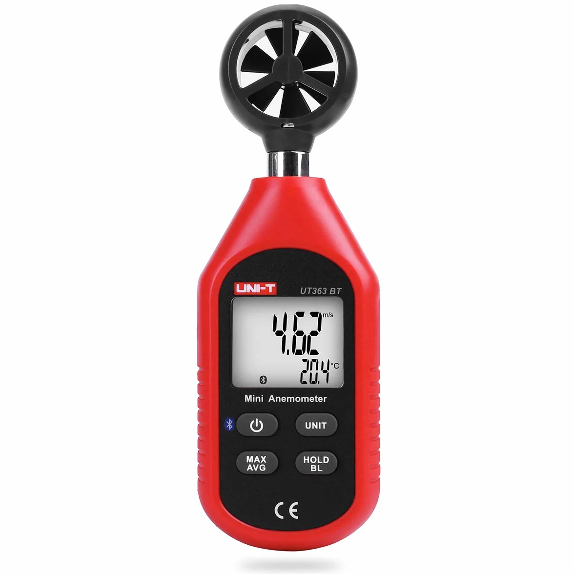 Uni-T Anémomètre Bluetooth Portable Mini Numérique avec Thermomètre Max/Min Écran LCD Rétroéclairé