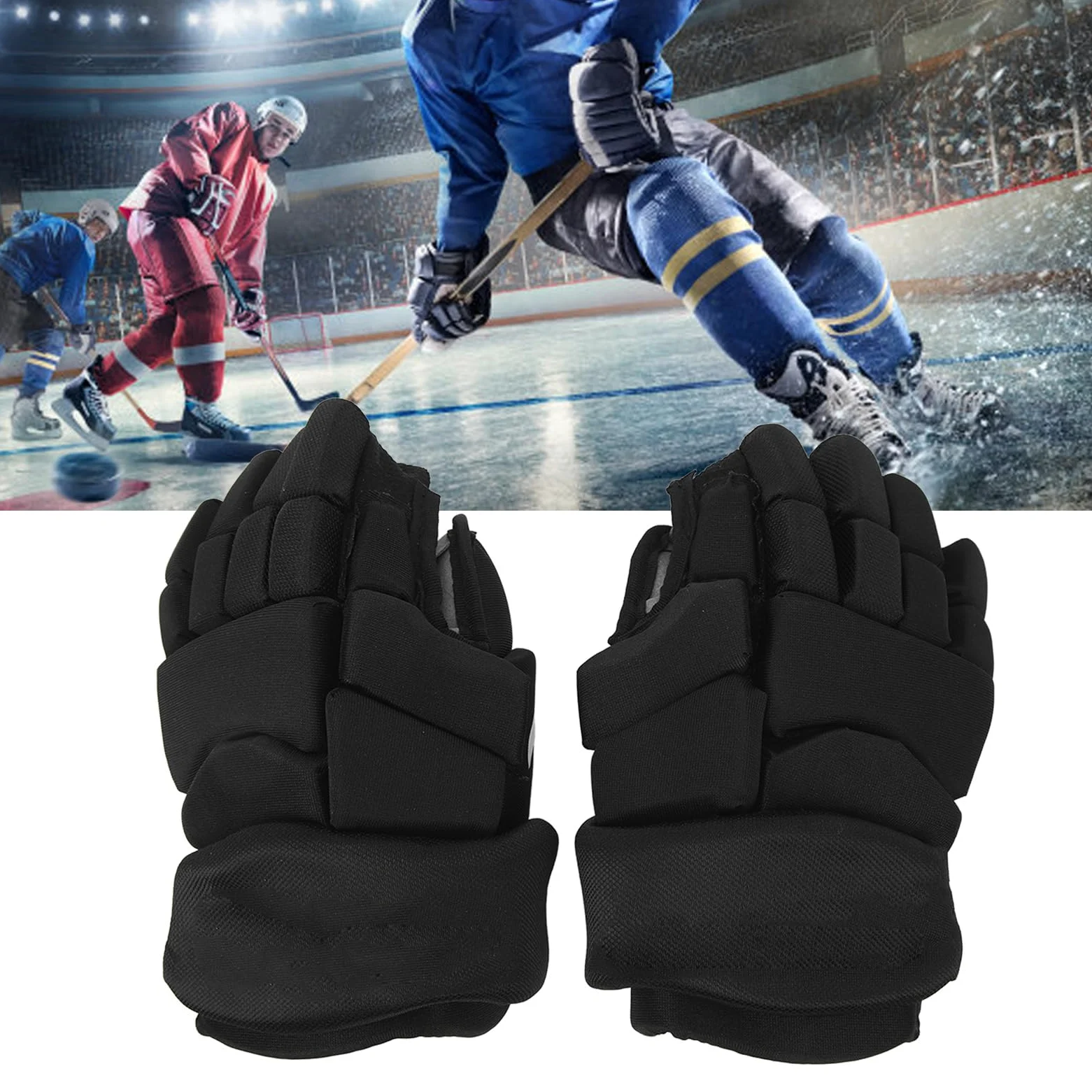 Gants de Hockey sur Glace, Gants de Roller-Hockey avec Protection des Doigts Flexibles, Gants de Protection pour Le Hockey sur Glace Hommes et Femmes, Conception en